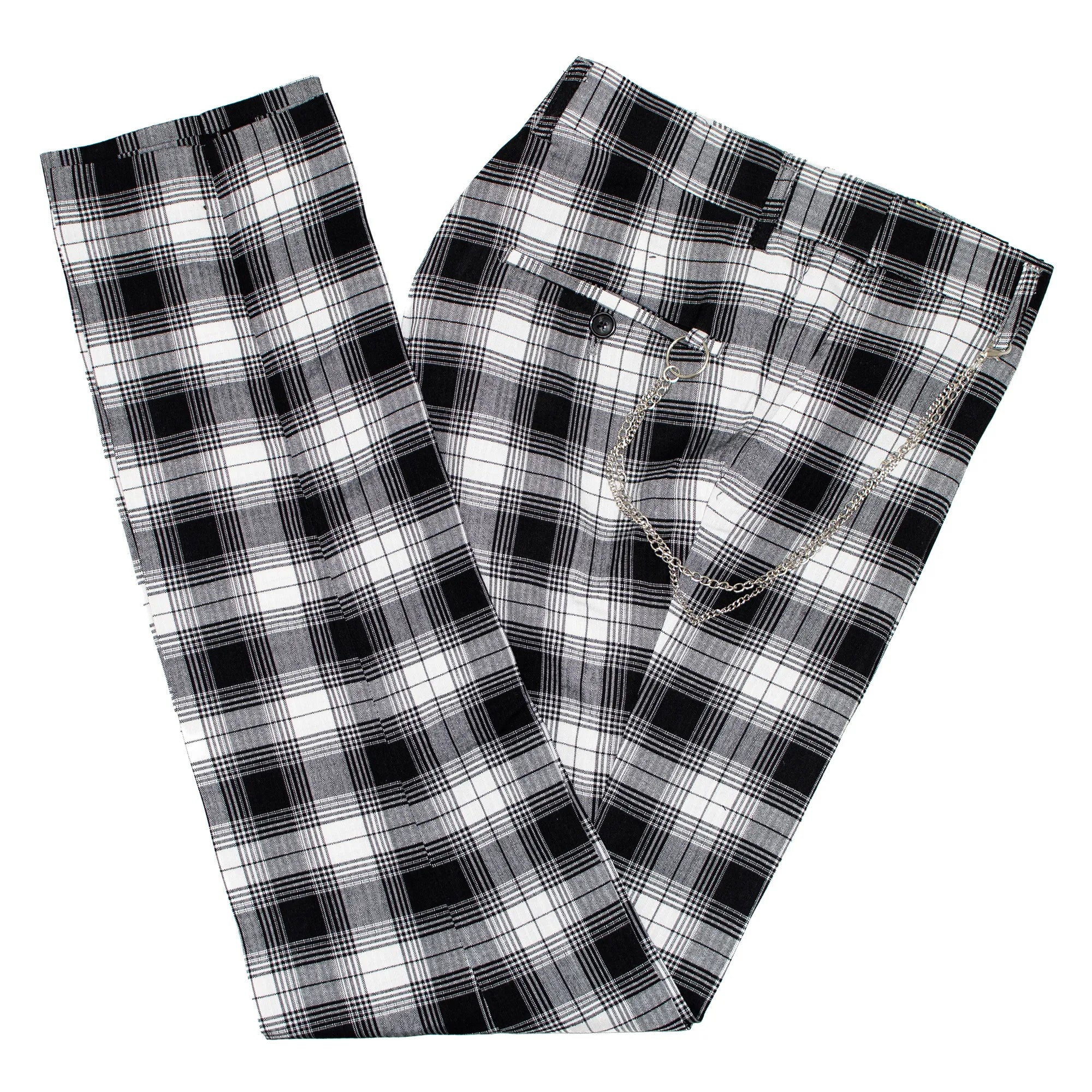 Black And Gray Plaid Premium Dress Pants
