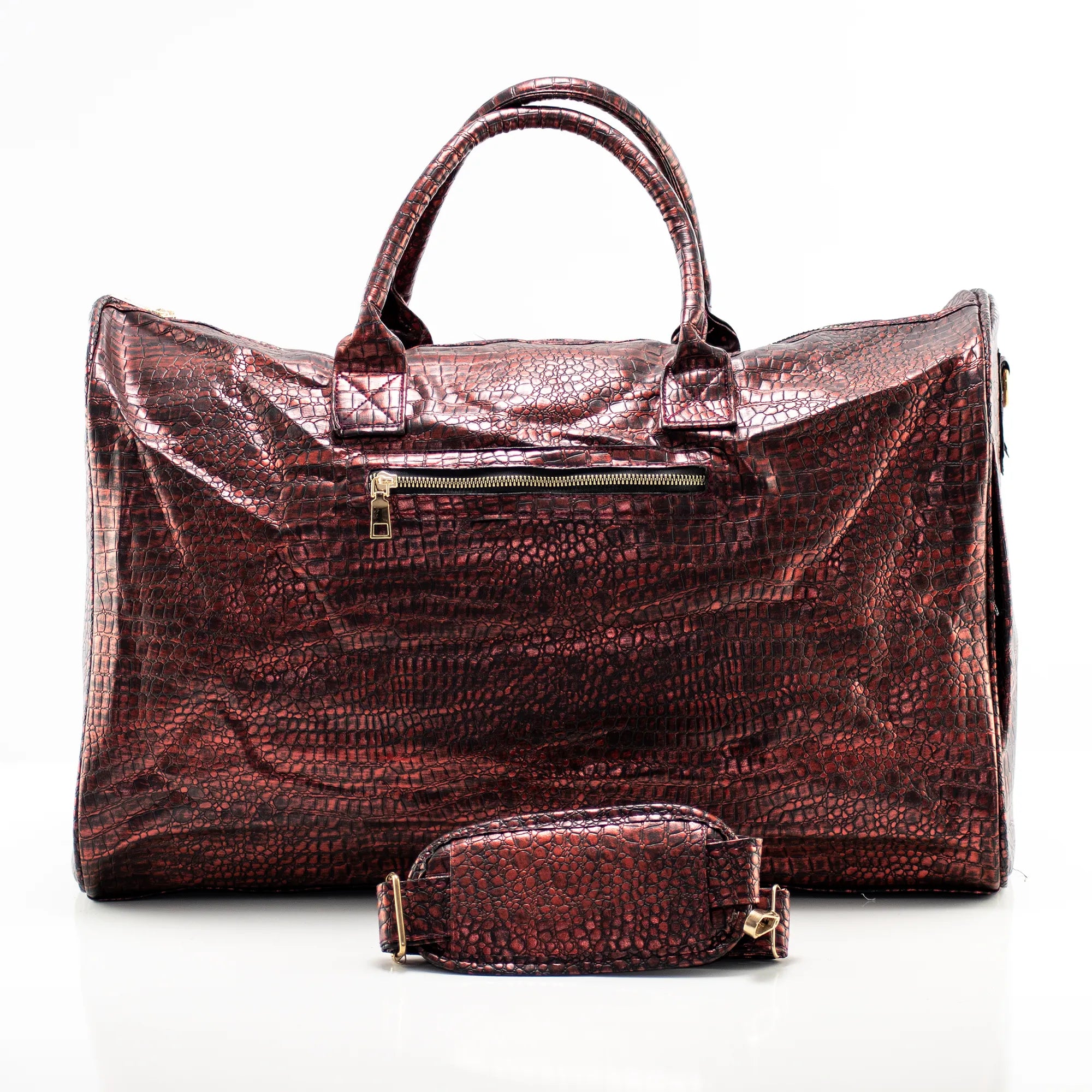Shining Red Leather Travel Bag