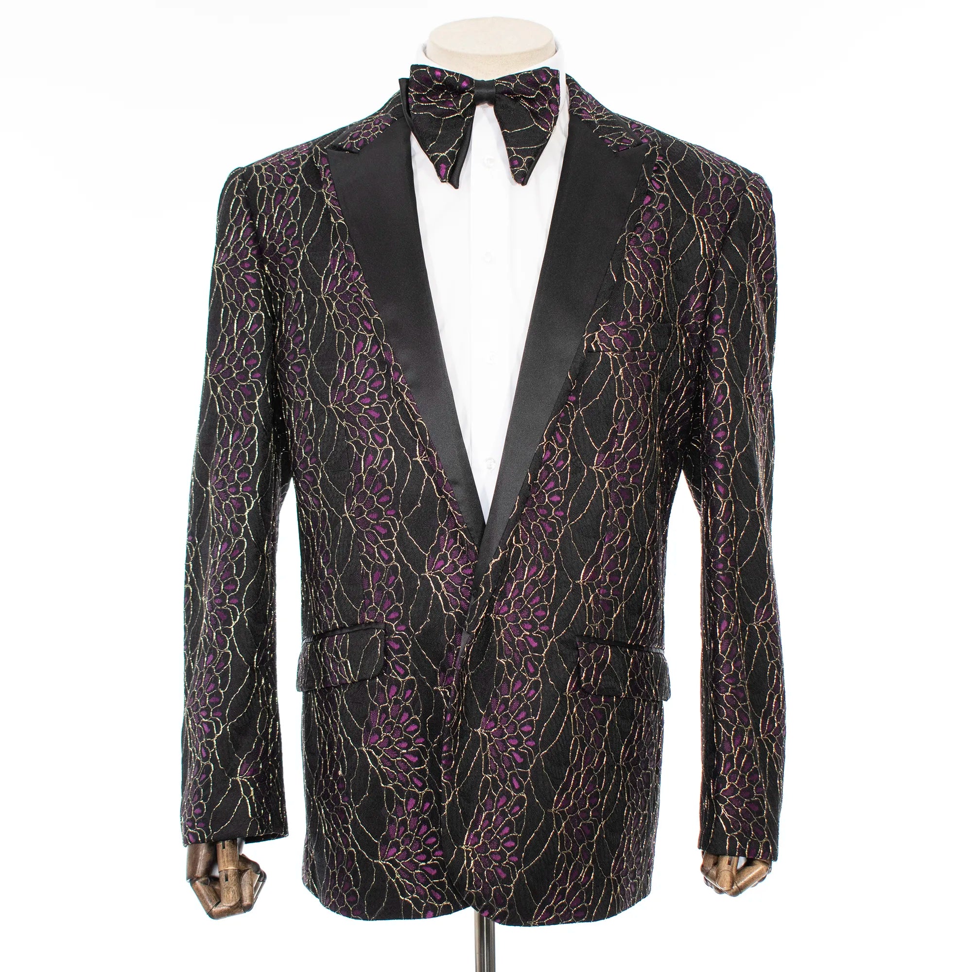 Purple and Gold Floral Modern-Fit Jacket