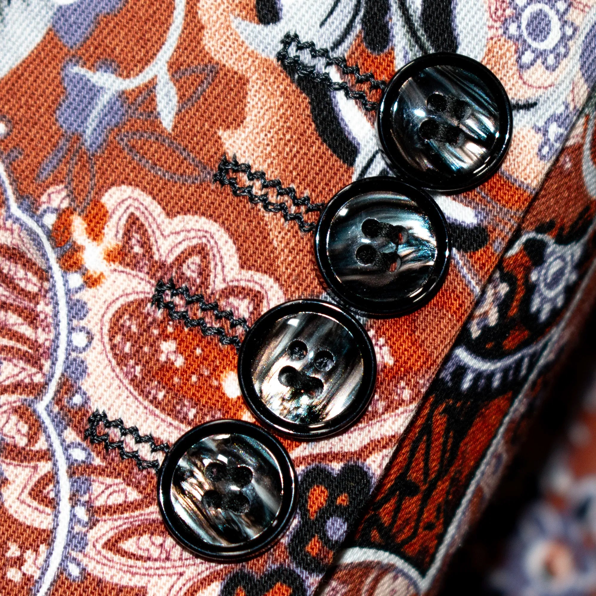Brown Floral and Paisley Slim-Fit Jacket