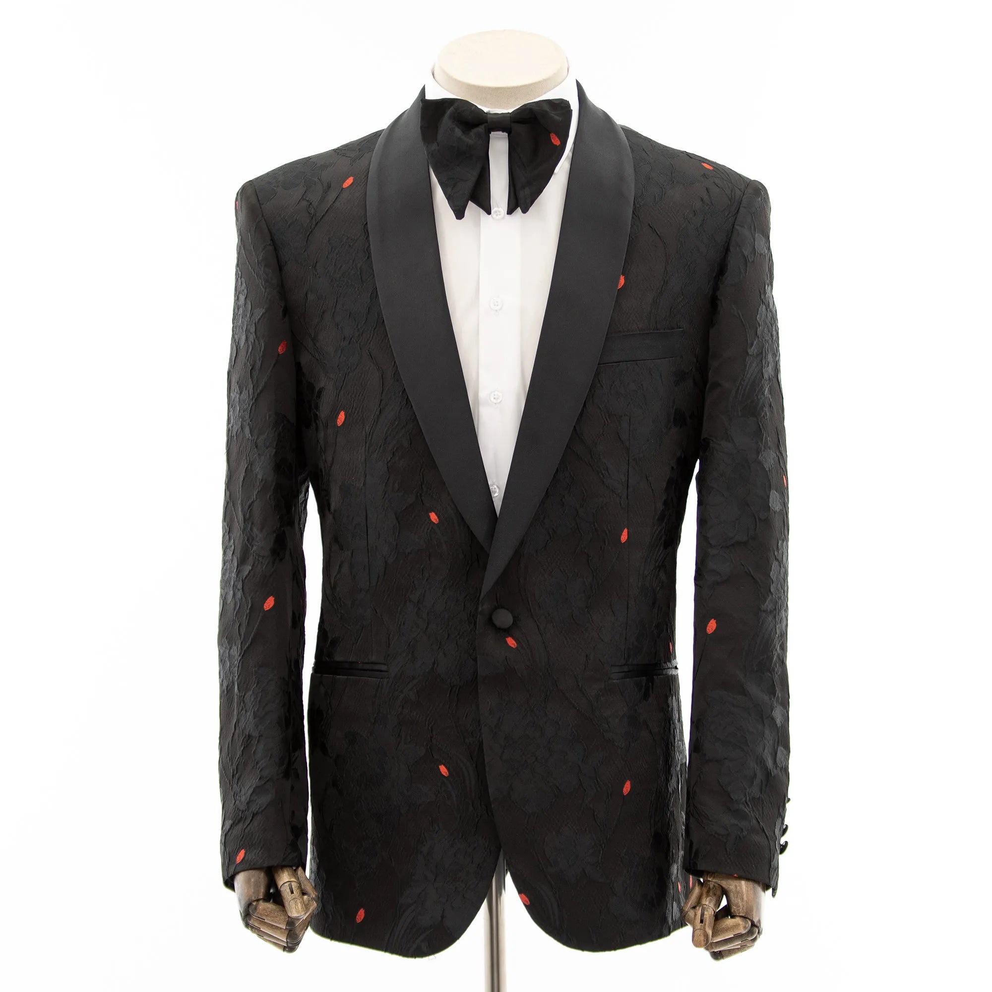 Black Floral Shawl Collar Dinner Jacket