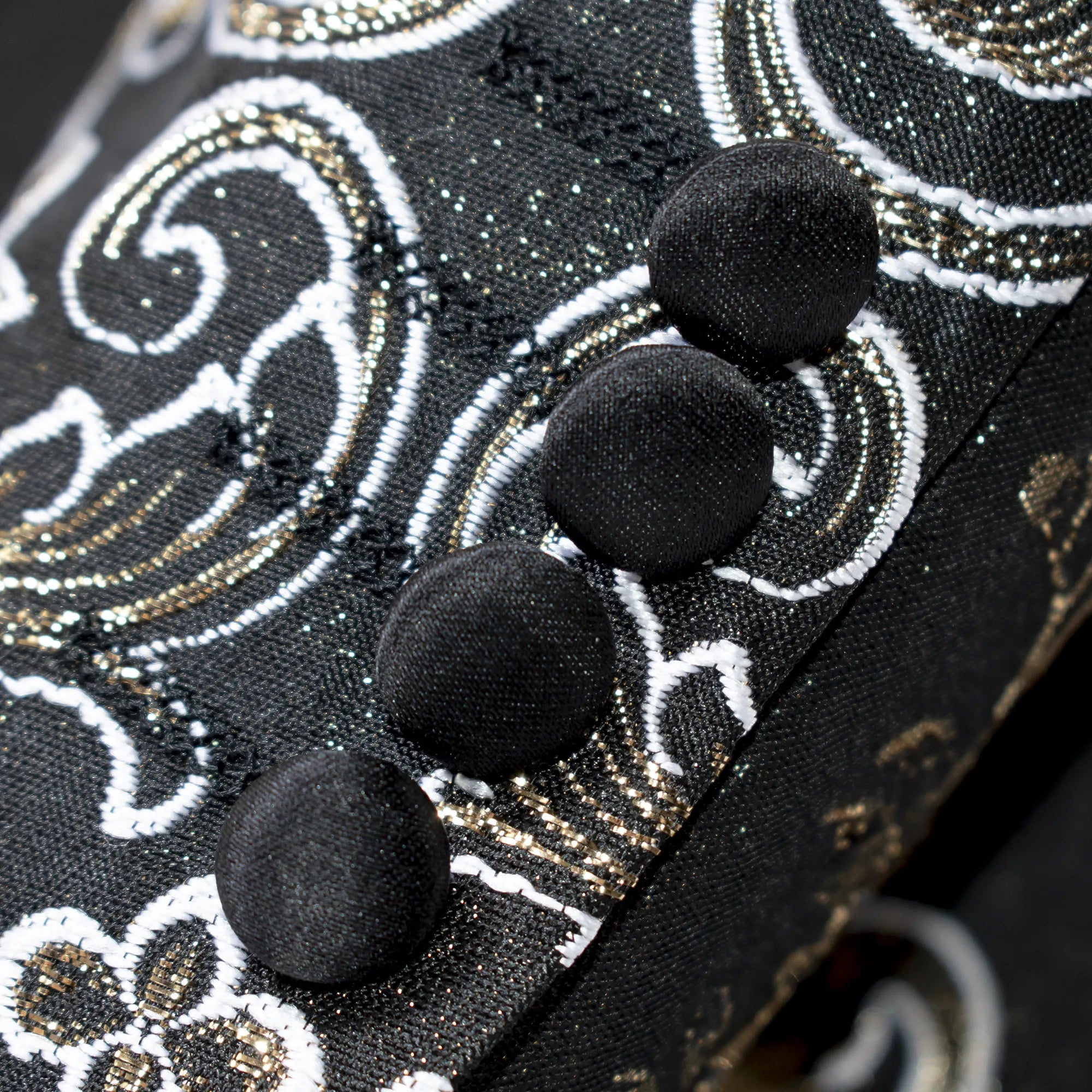 Black and Gold Woven Floral Slim-Fit Jacket