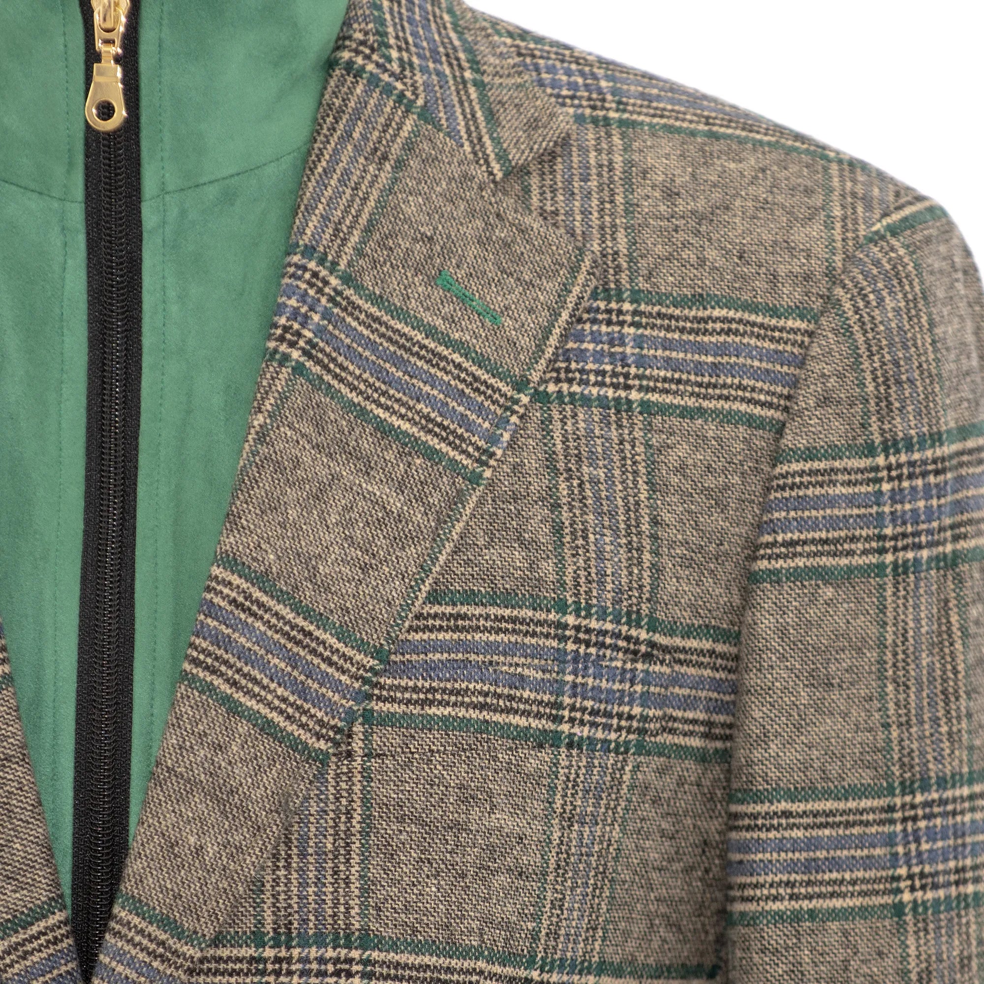 Kelly Green Wool Plaid Jacket With Removable Fleece Liner
