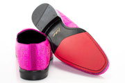Fuchsia Studded Satin Smoking Loafer