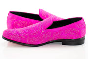 Fuchsia Studded Satin Smoking Loafer