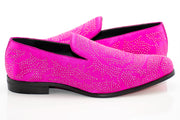 Fuchsia Studded Satin Smoking Loafer