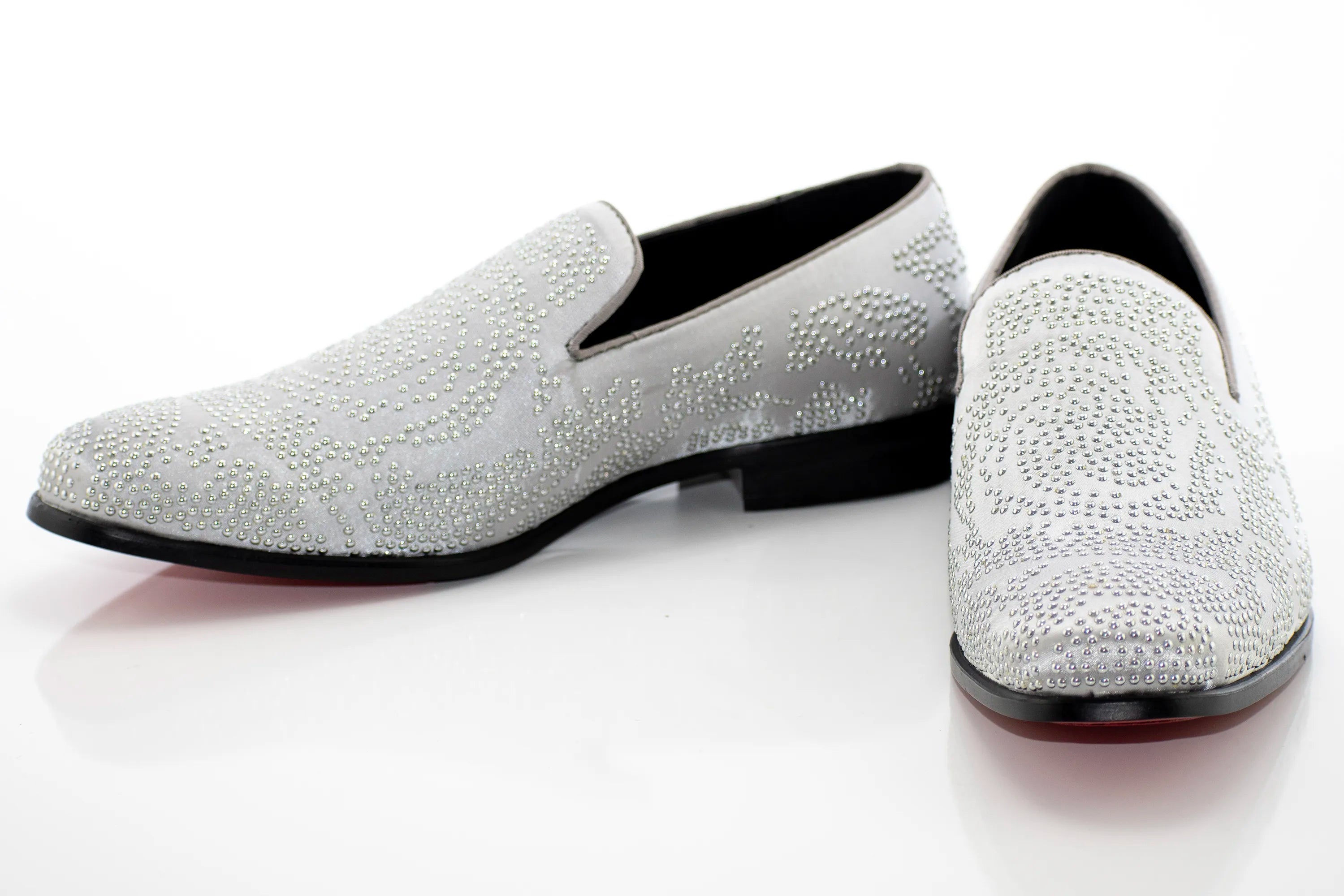 Studded Satin Smoking Loafer