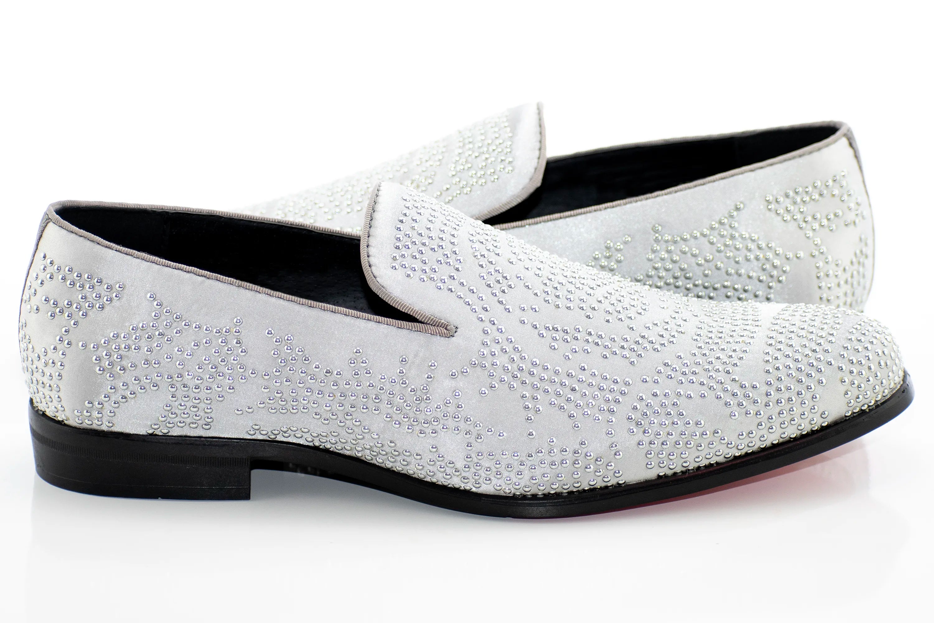 Studded Satin Smoking Loafer