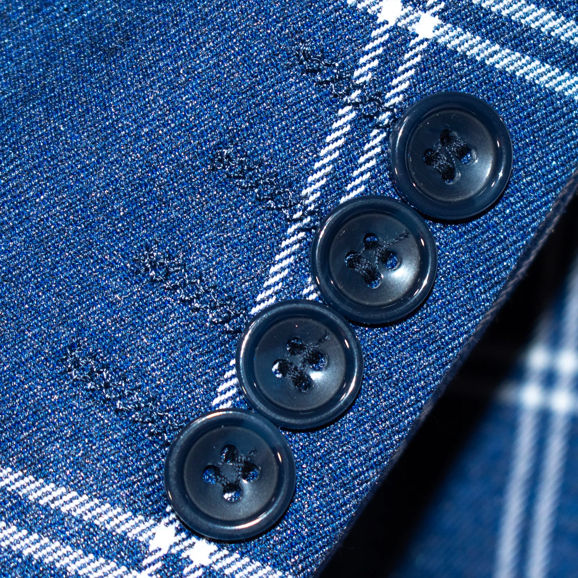 Indigo Blue Plaid 3-Piece Tailored-Fit Suit