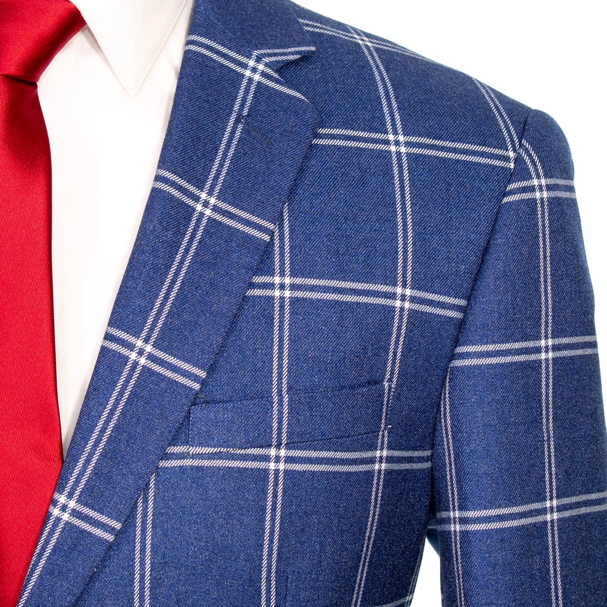 Indigo Blue Plaid 3-Piece Tailored-Fit Suit