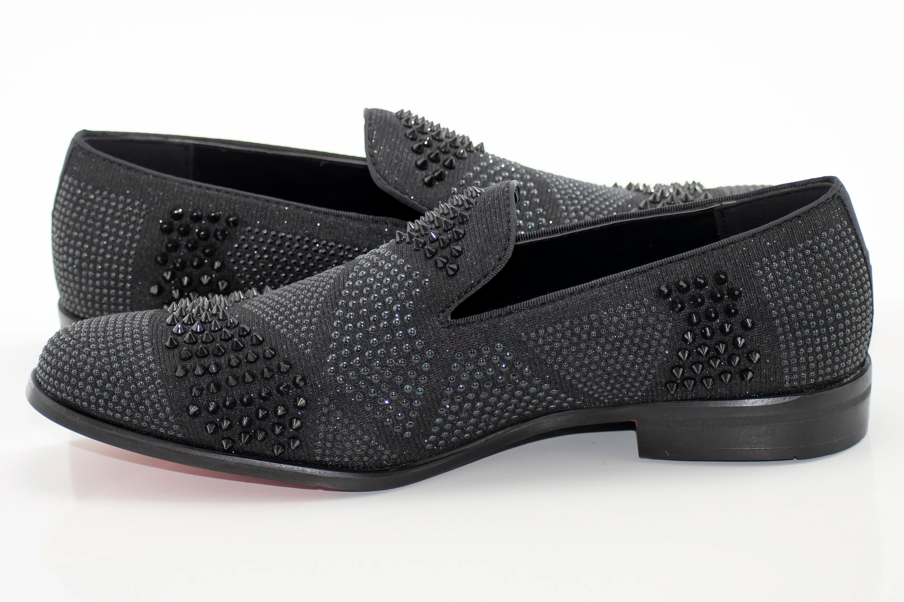 Men's Black Studded Spiked Dress Loafer