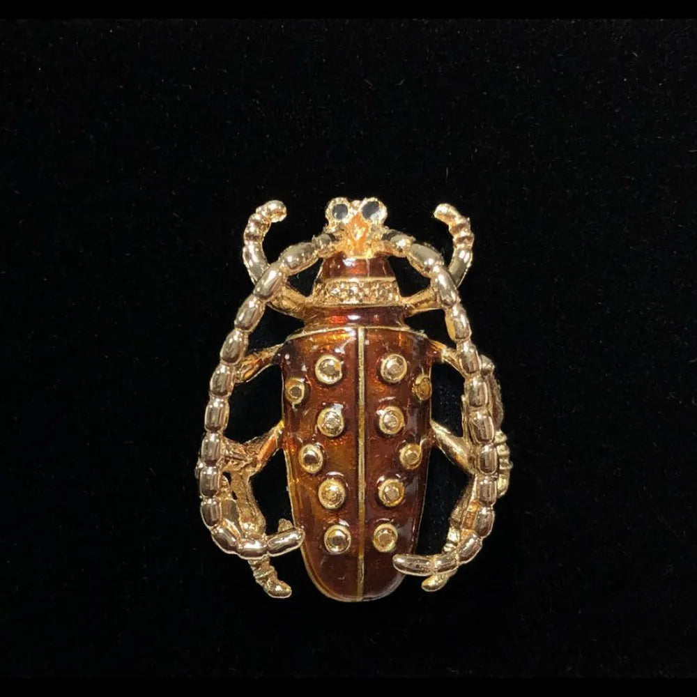 Vintage Jeweled Beetle Lapel Pin