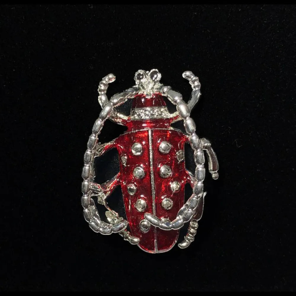 Vintage Jeweled Beetle Lapel Pin