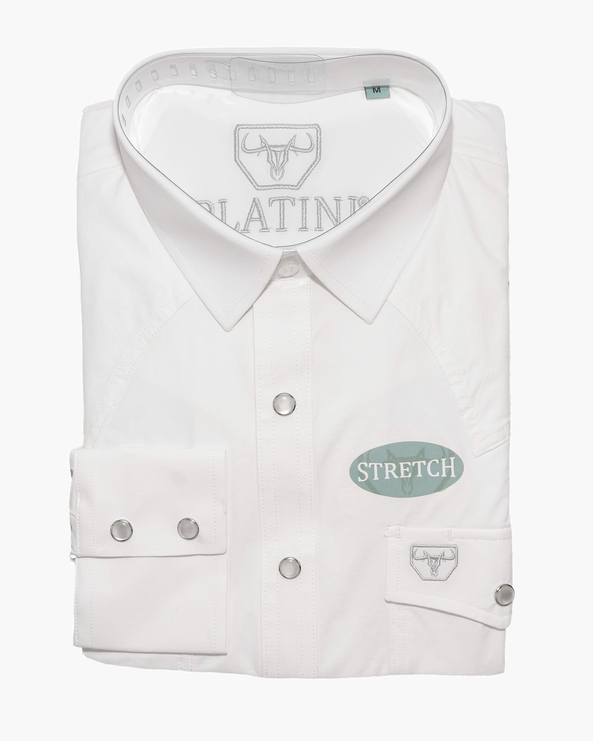 White Western Stretch Long Sleeve Modern-Fit Shirt | Folded View | Dolce Vesta