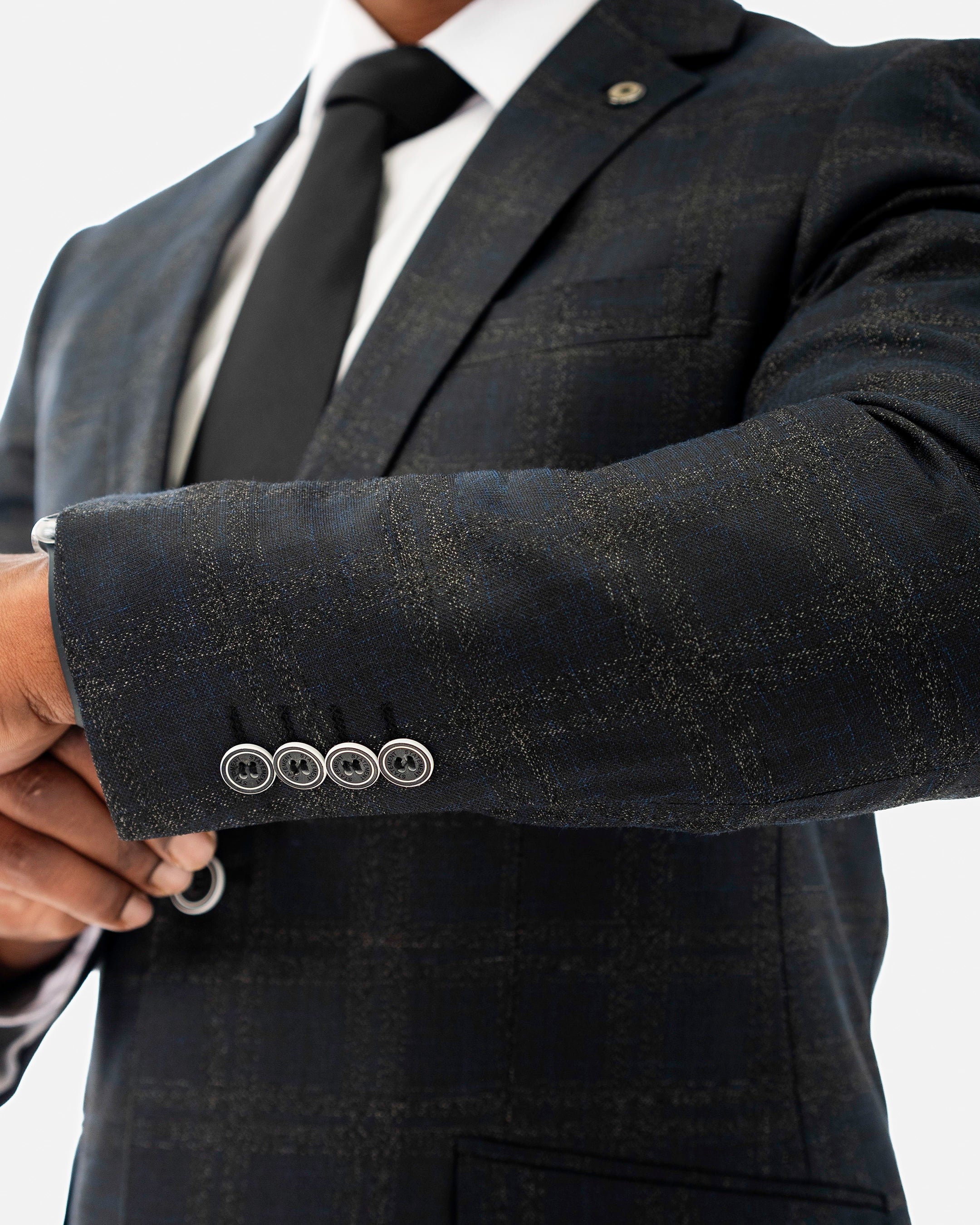 Black Plaid 2-Piece Tailored-Fit Suit