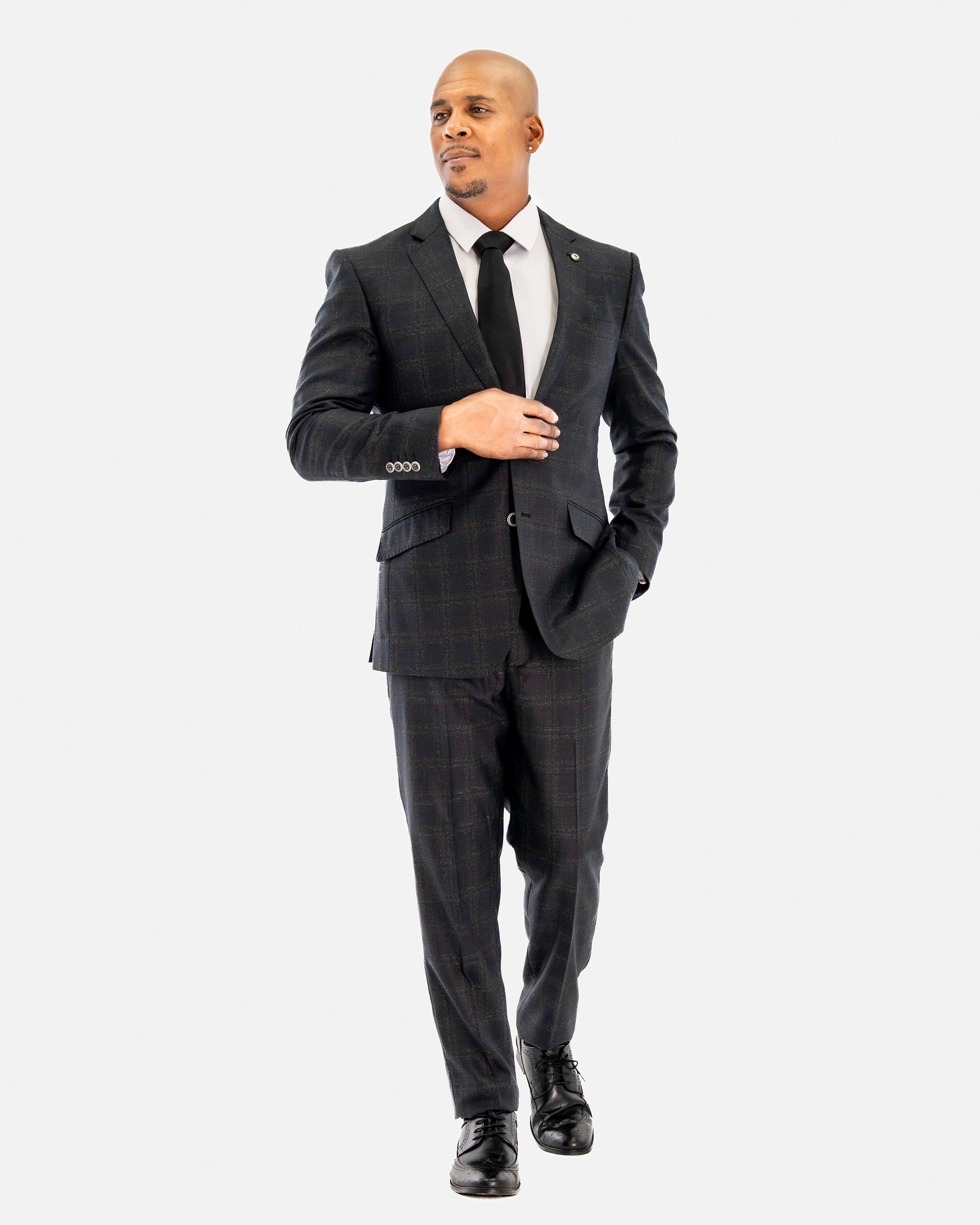 Black Plaid 2-Piece Tailored-Fit Suit