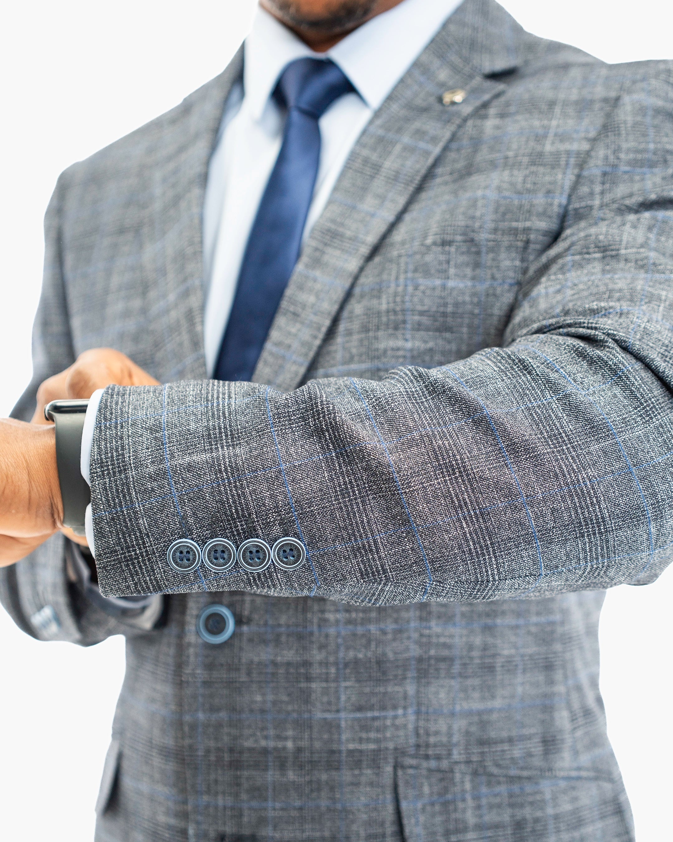 Indigo Plaid 2-Piece Tailored-Fit Suit