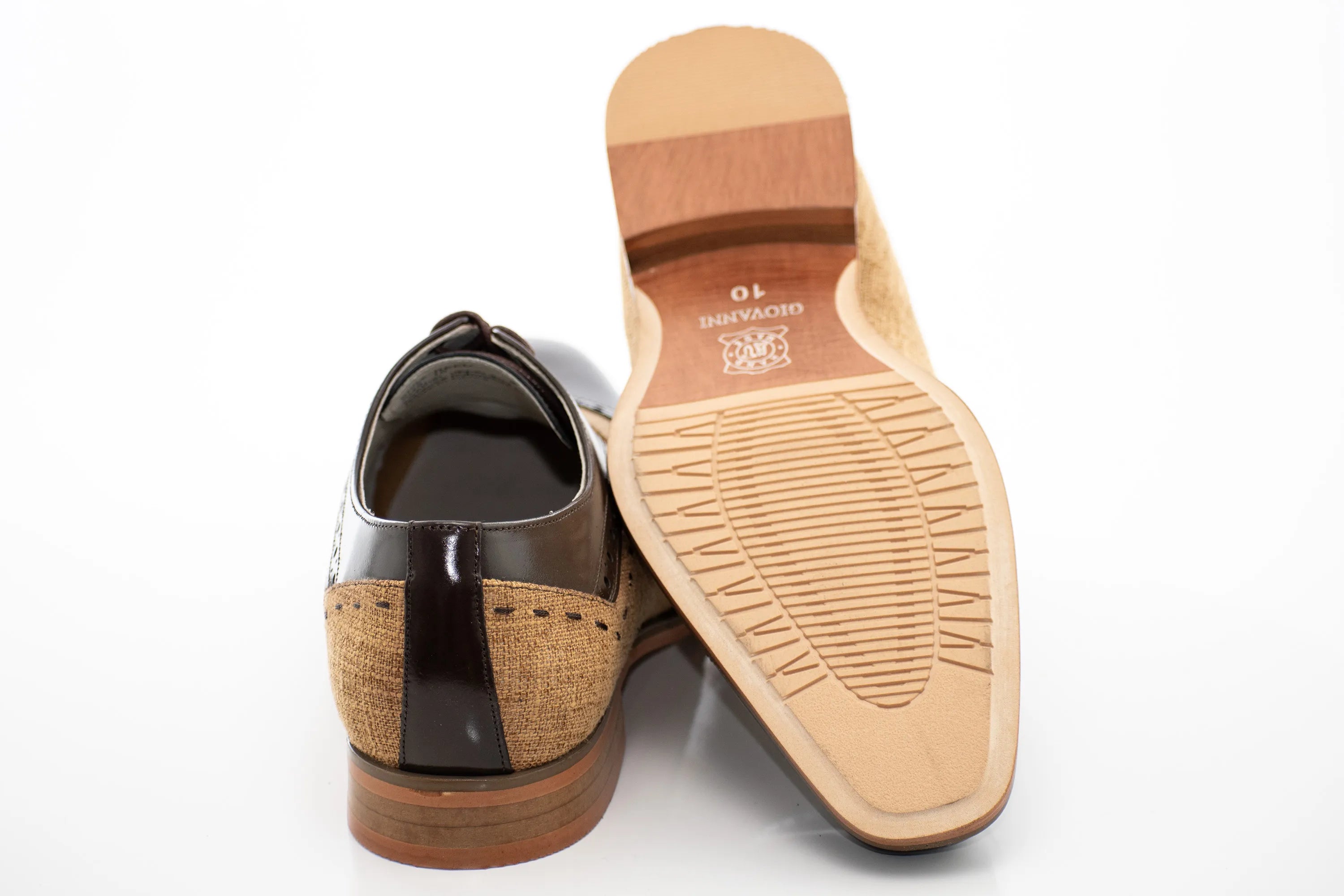 Linen and Leather Lace-Up Oxford Dress Shoes