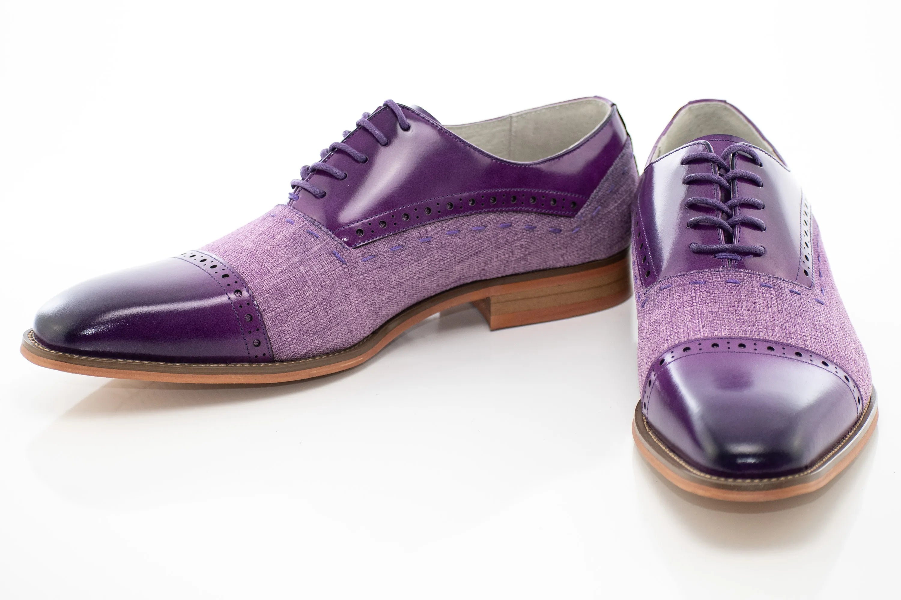 Linen and Leather Lace-Up Oxford Dress Shoes