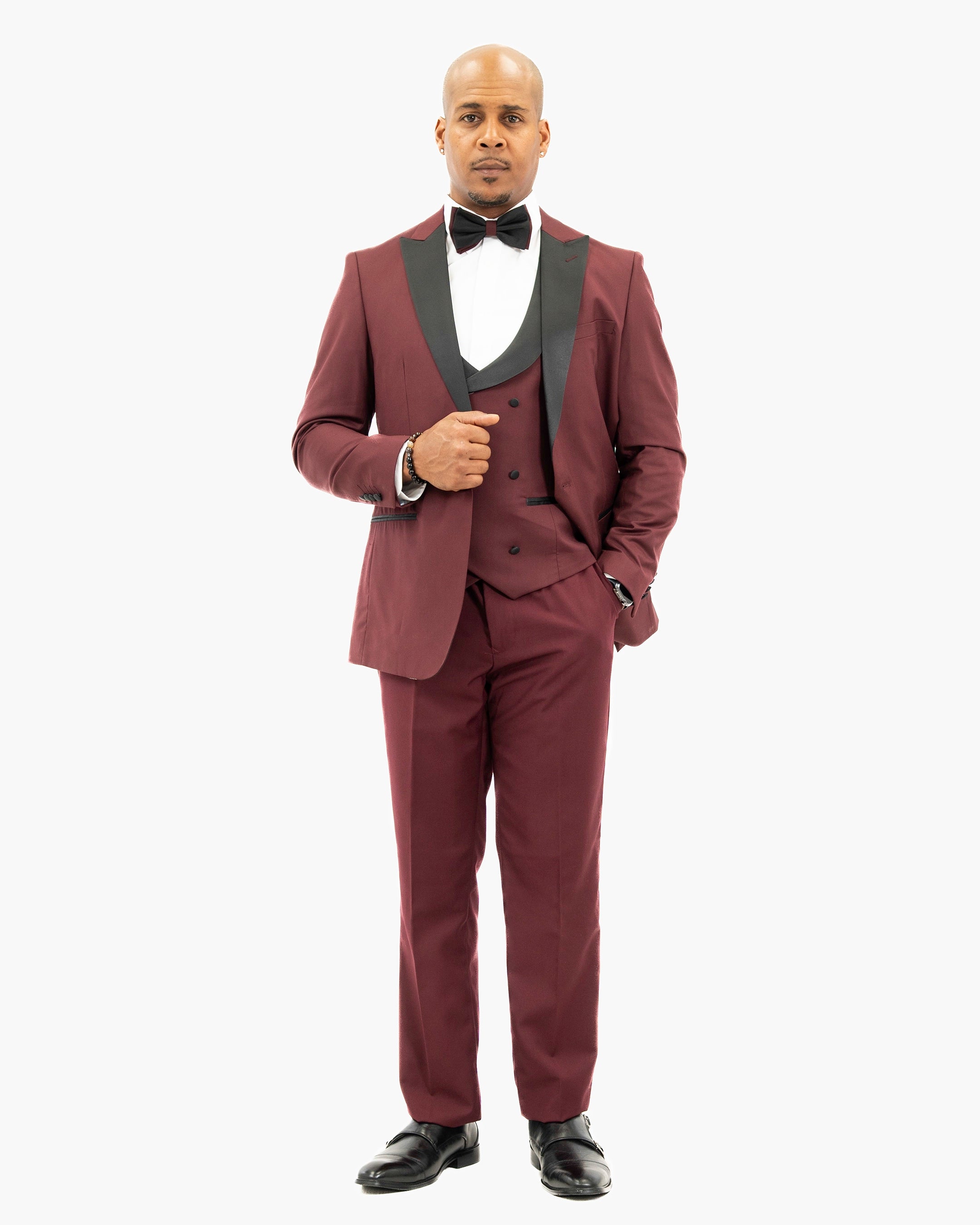 Burgundy 3-Piece Slim-Fit Tuxedo