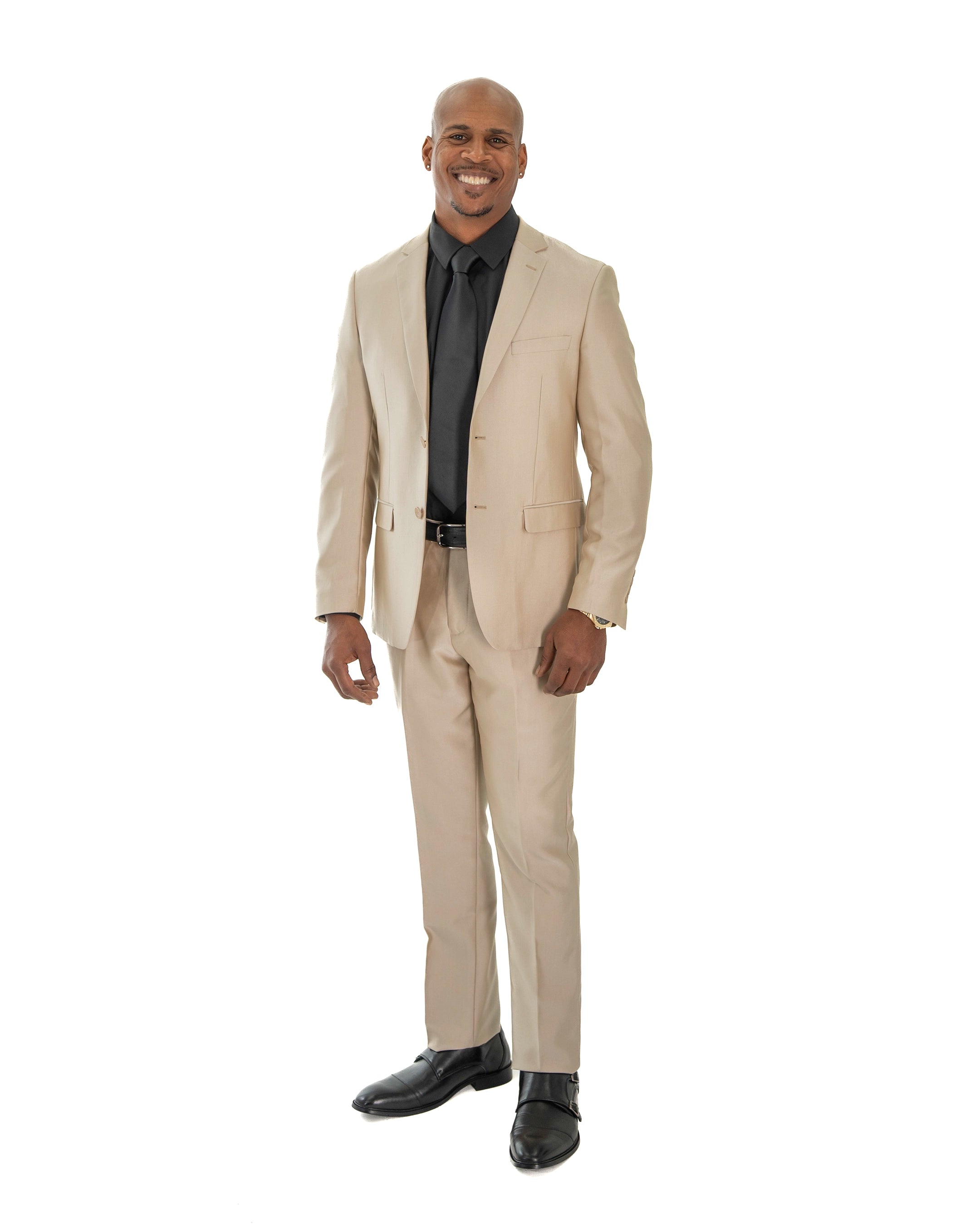 Champagne Sharkskin 2-Piece Slim-Fit Suit