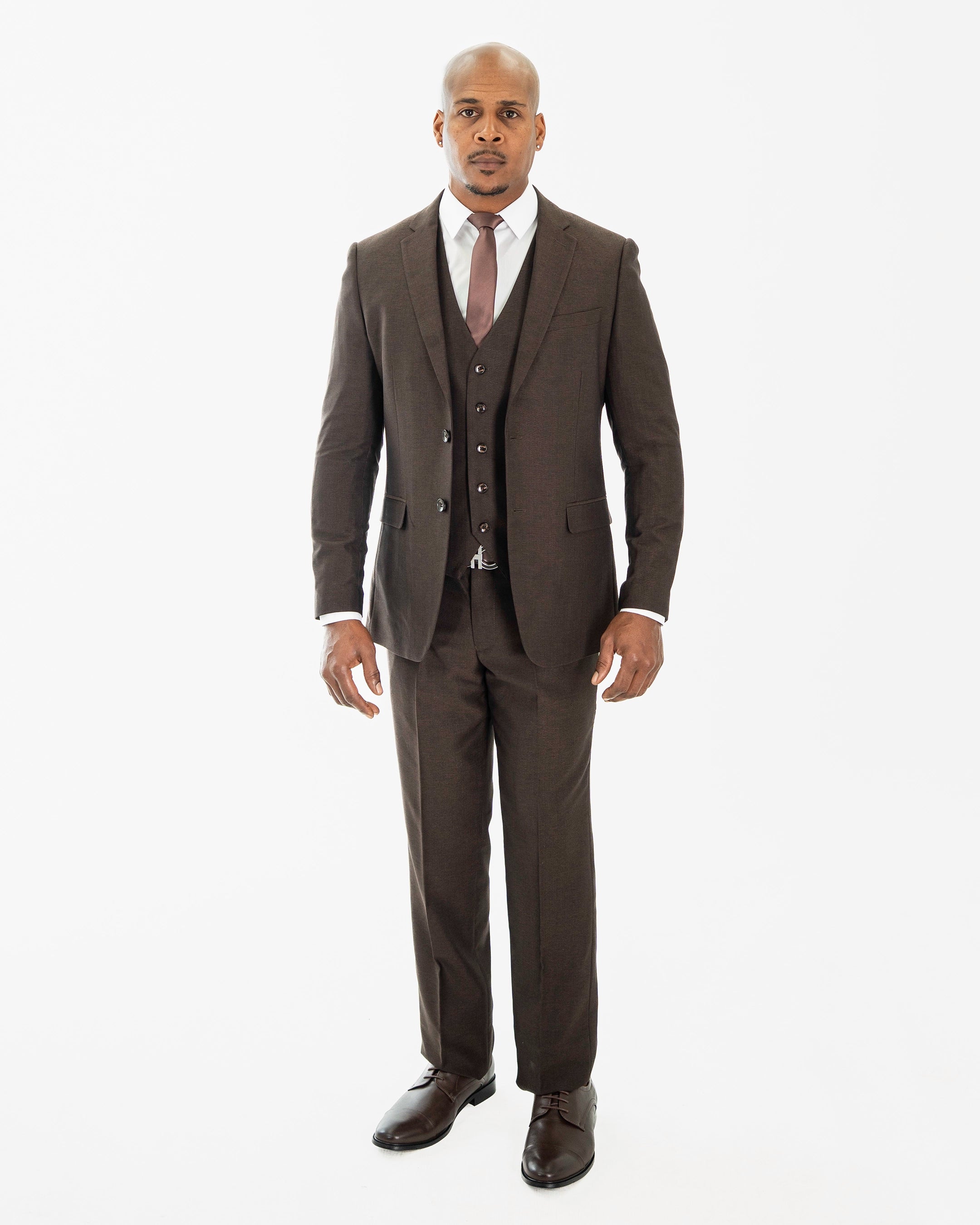 Brown 2-Piece Slim-Fit Wool-Blend Suit