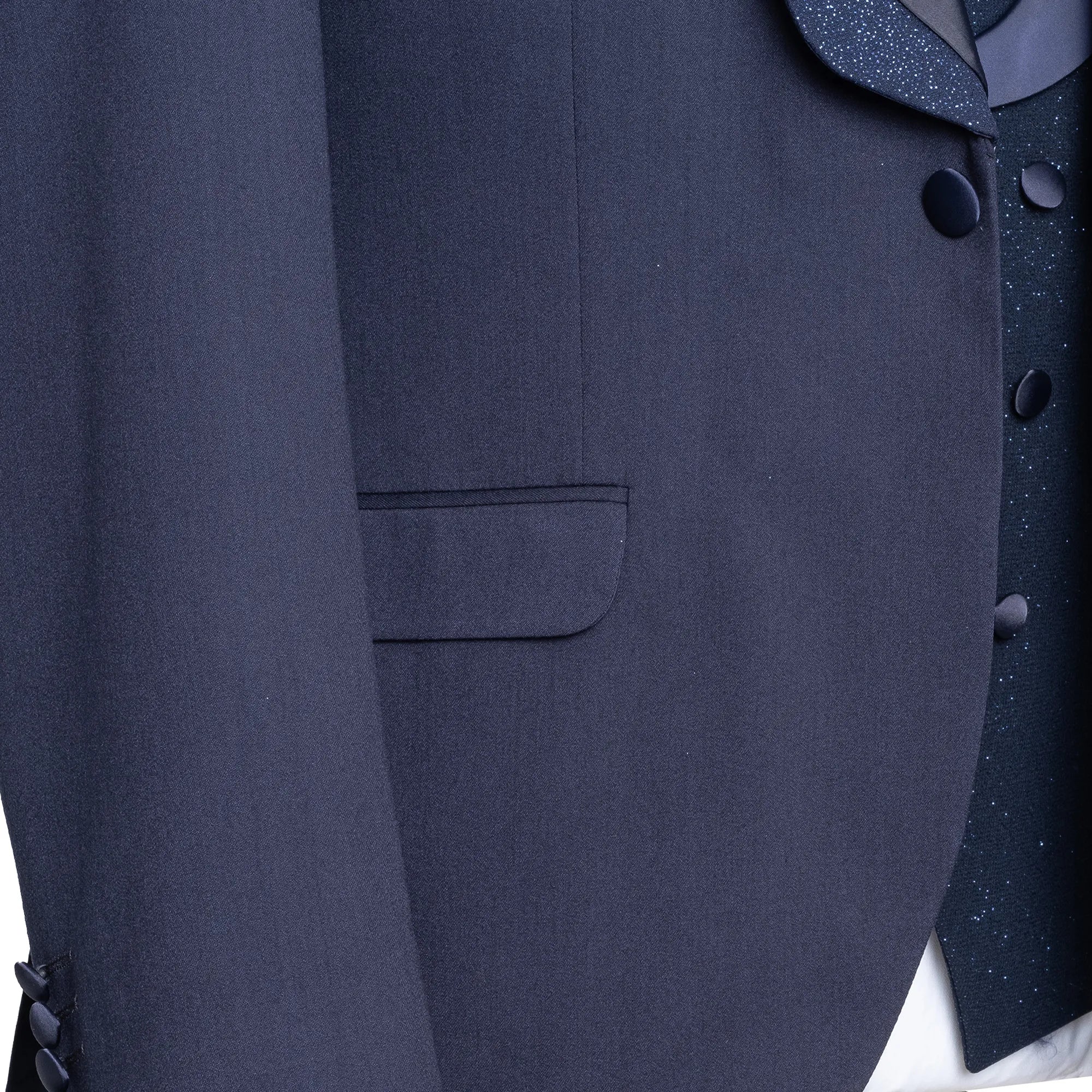 Duncan | Navy Blue 3-Piece Slim-Fit Tuxedo with Removable Shawl