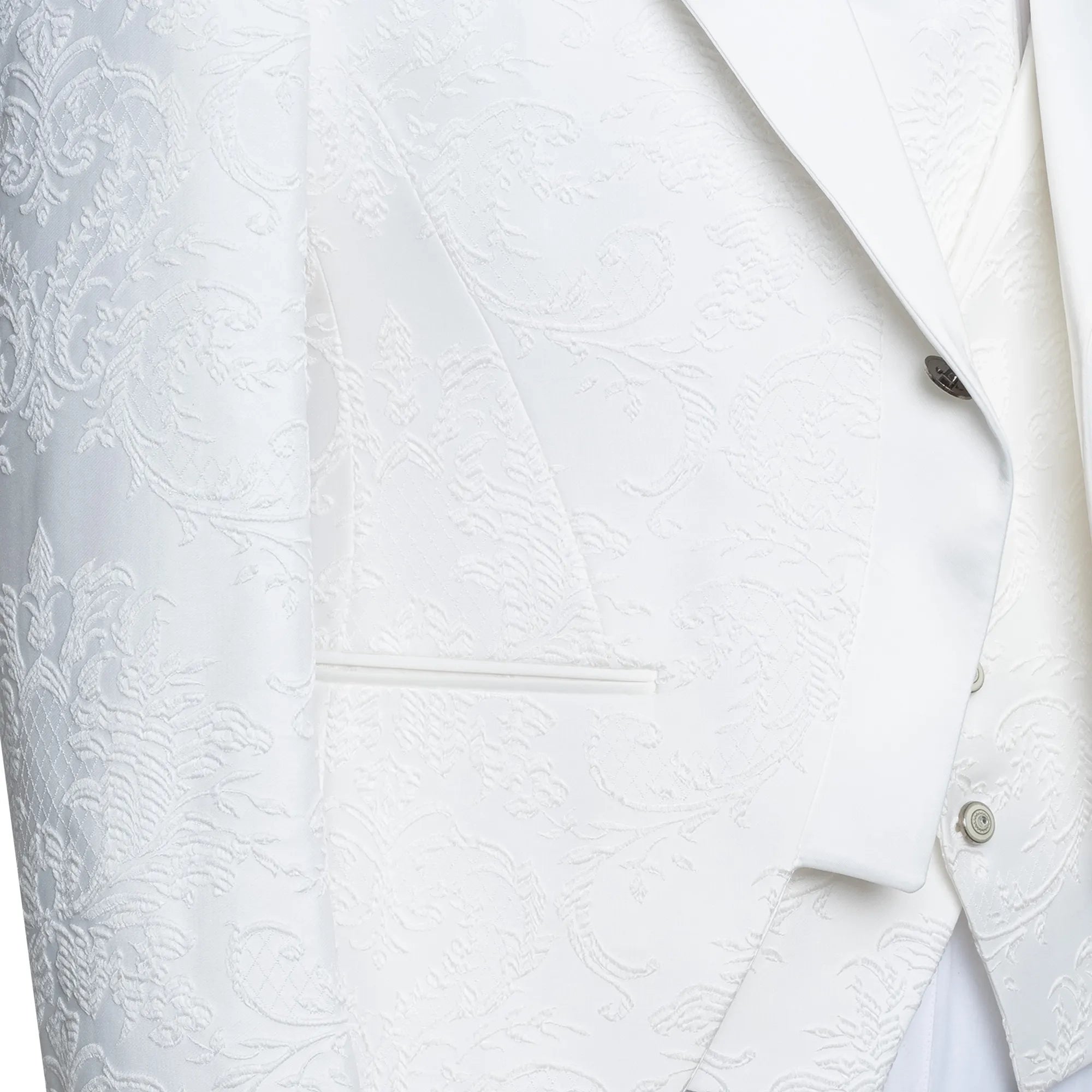 White Fleur-De-Lis 3-Piece Slim-Fit Tuxedo