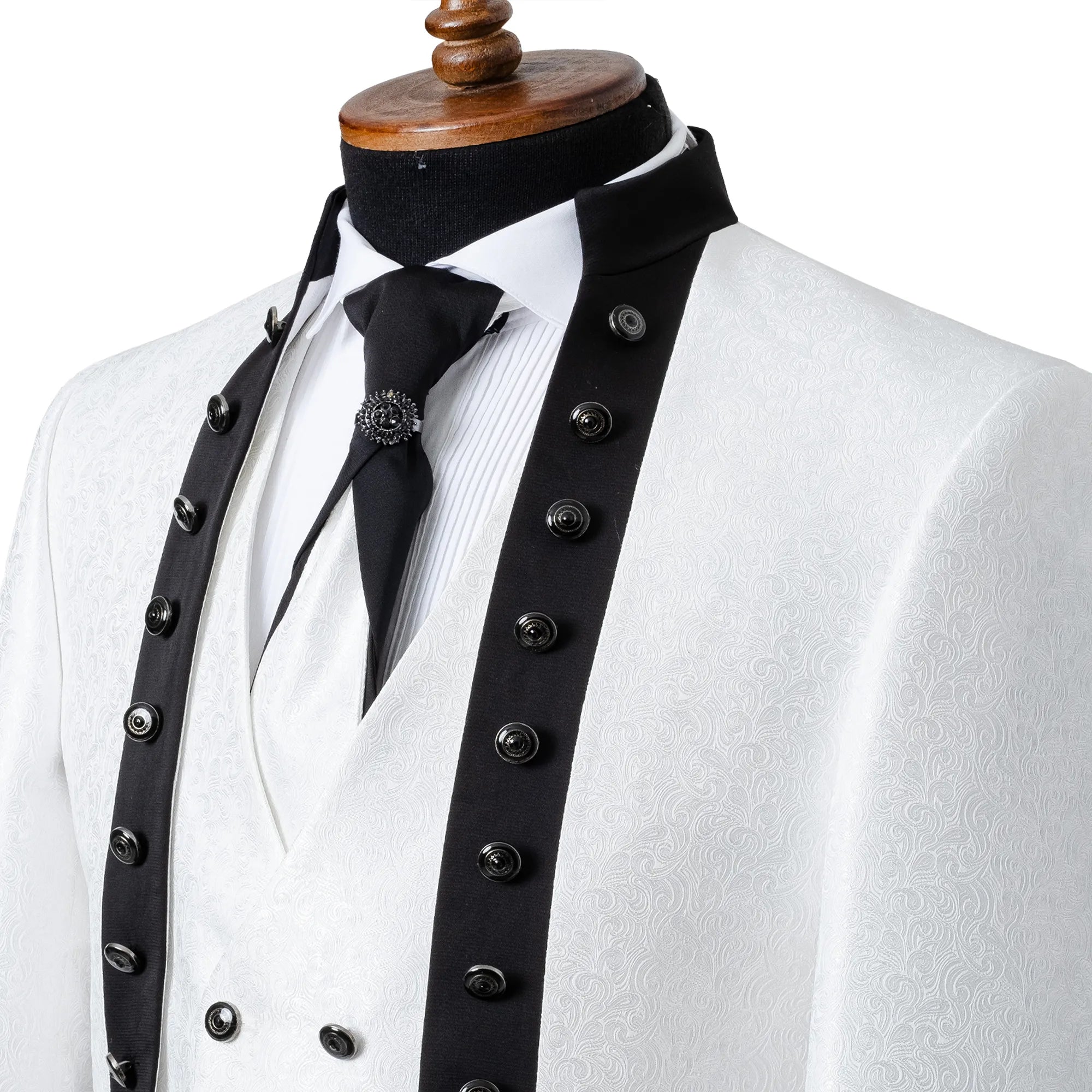 Alistair | White Damask 3-Piece Slim-Fit Western Tuxedo