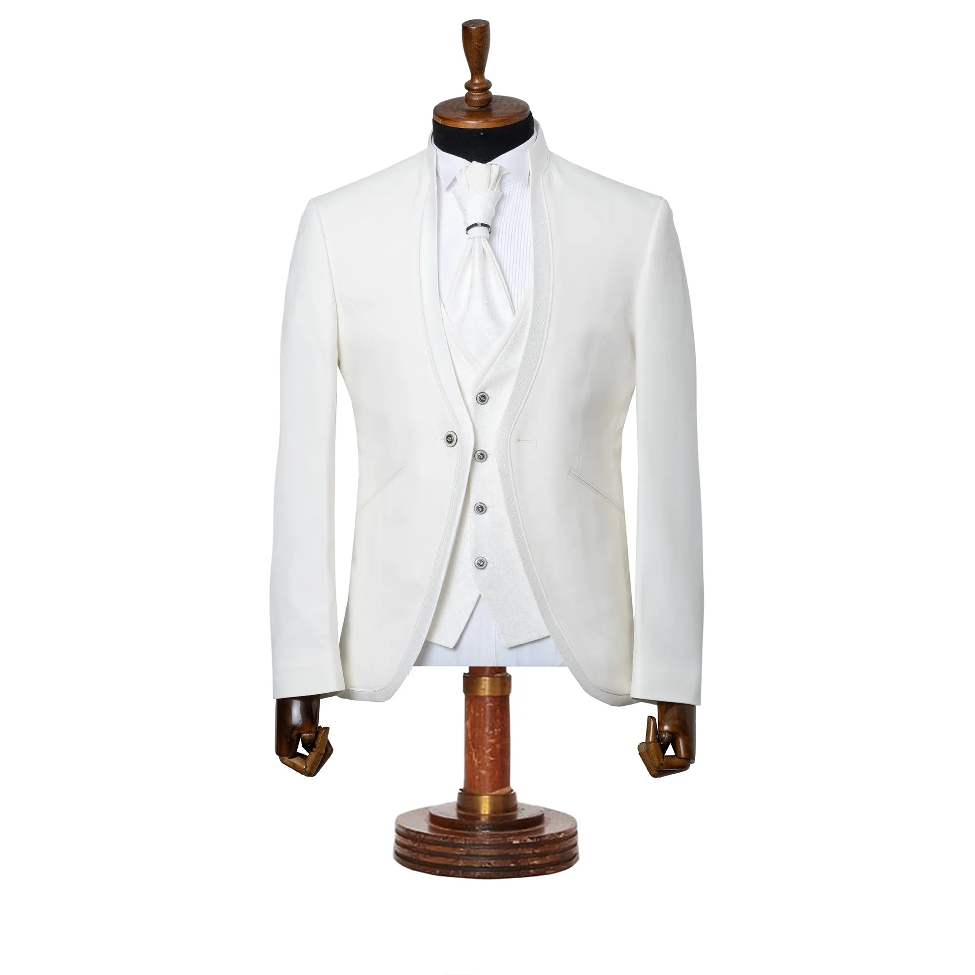 Alistair | White 3-Piece Slim-Fit Western Tuxedo with Paisley Vest