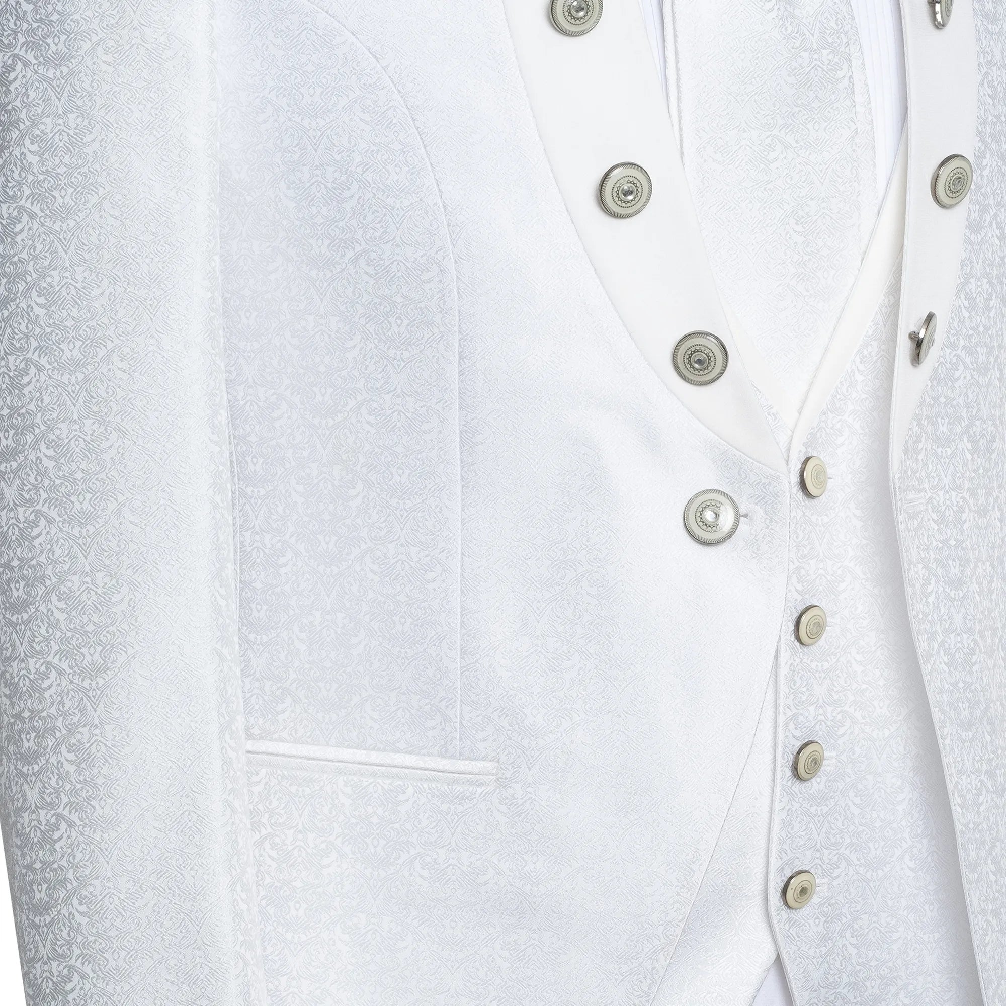 Alistair | White Baroque 3-Piece Slim-Fit Western Tuxedo