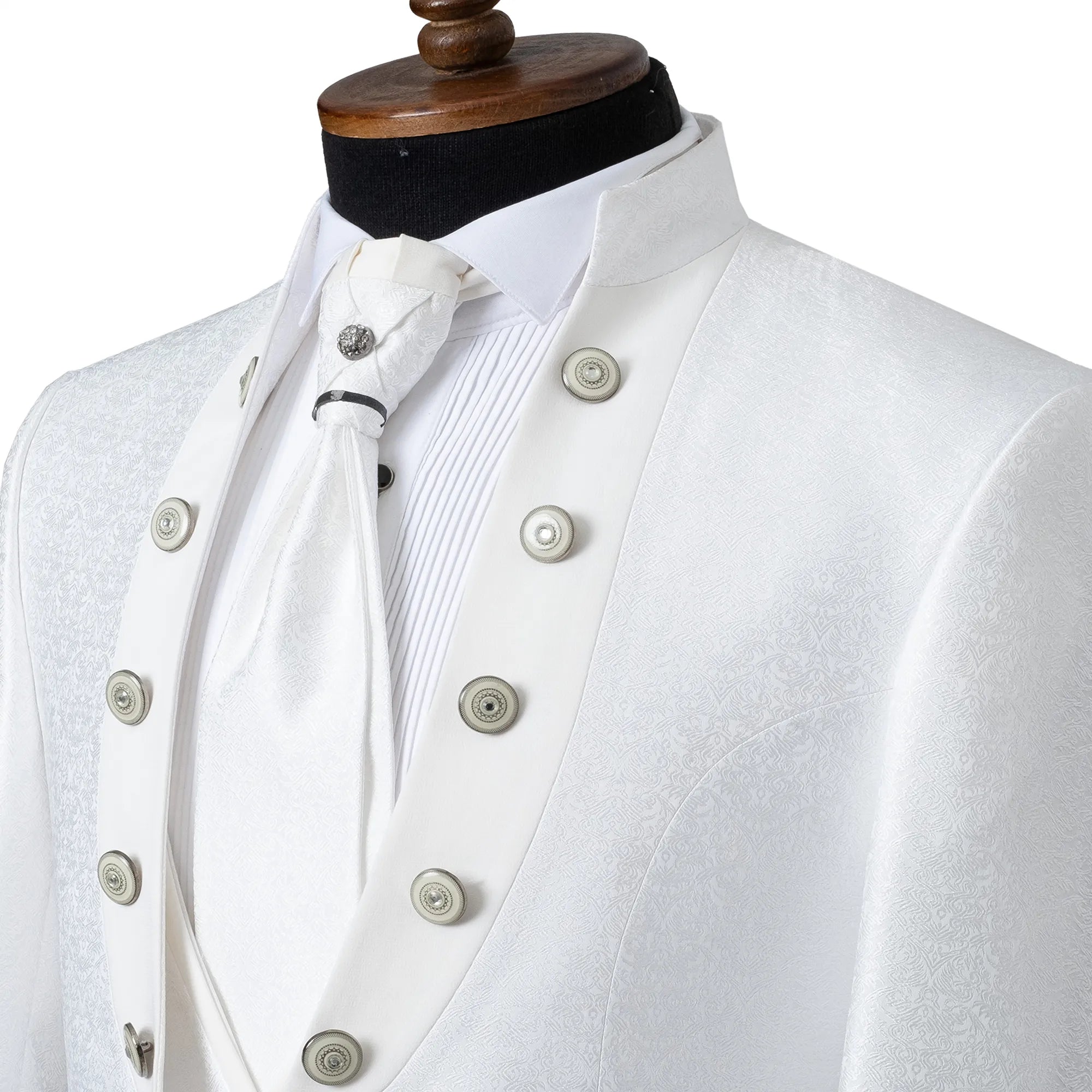 Alistair | White Baroque 3-Piece Slim-Fit Western Tuxedo