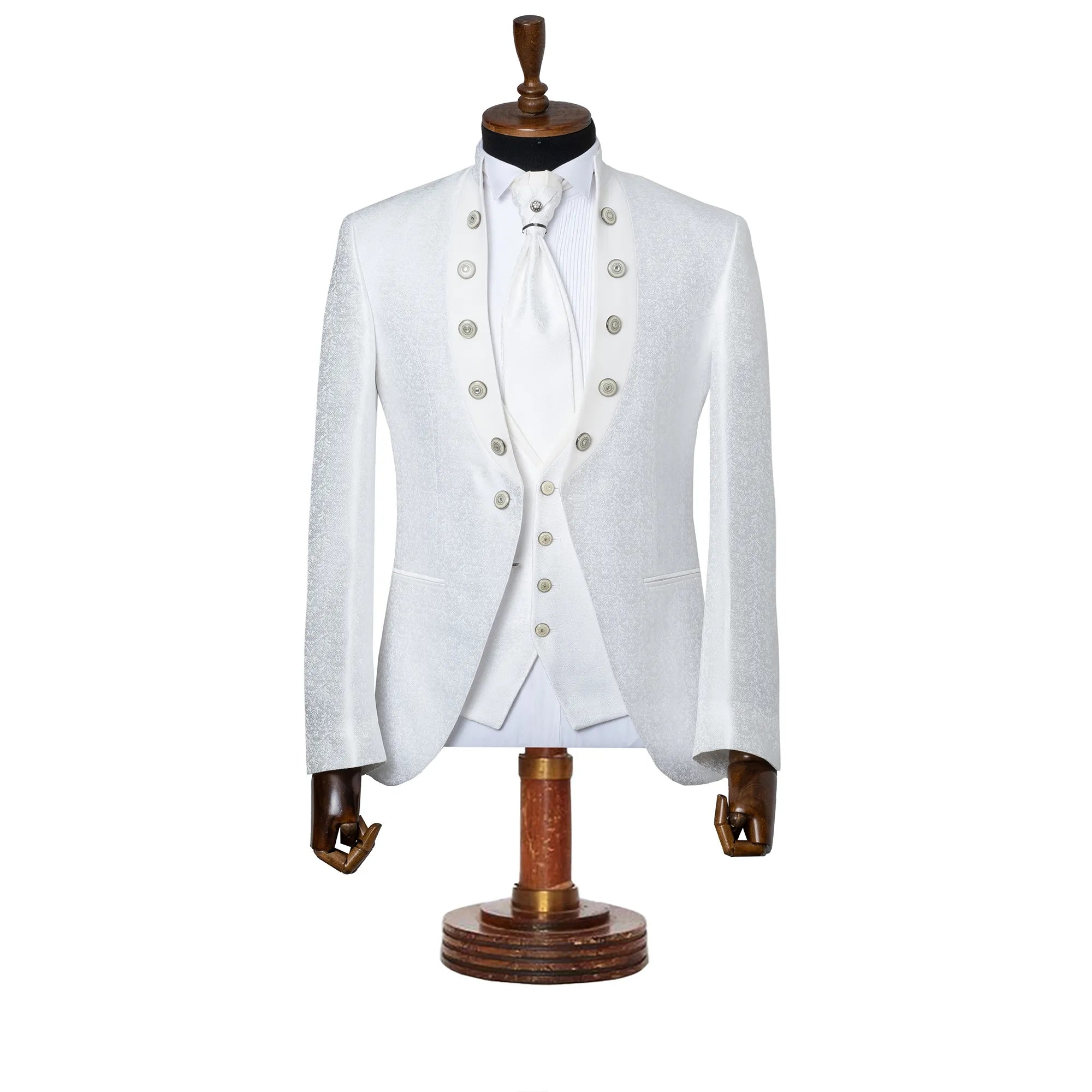 Alistair | White Baroque 3-Piece Slim-Fit Western Tuxedo