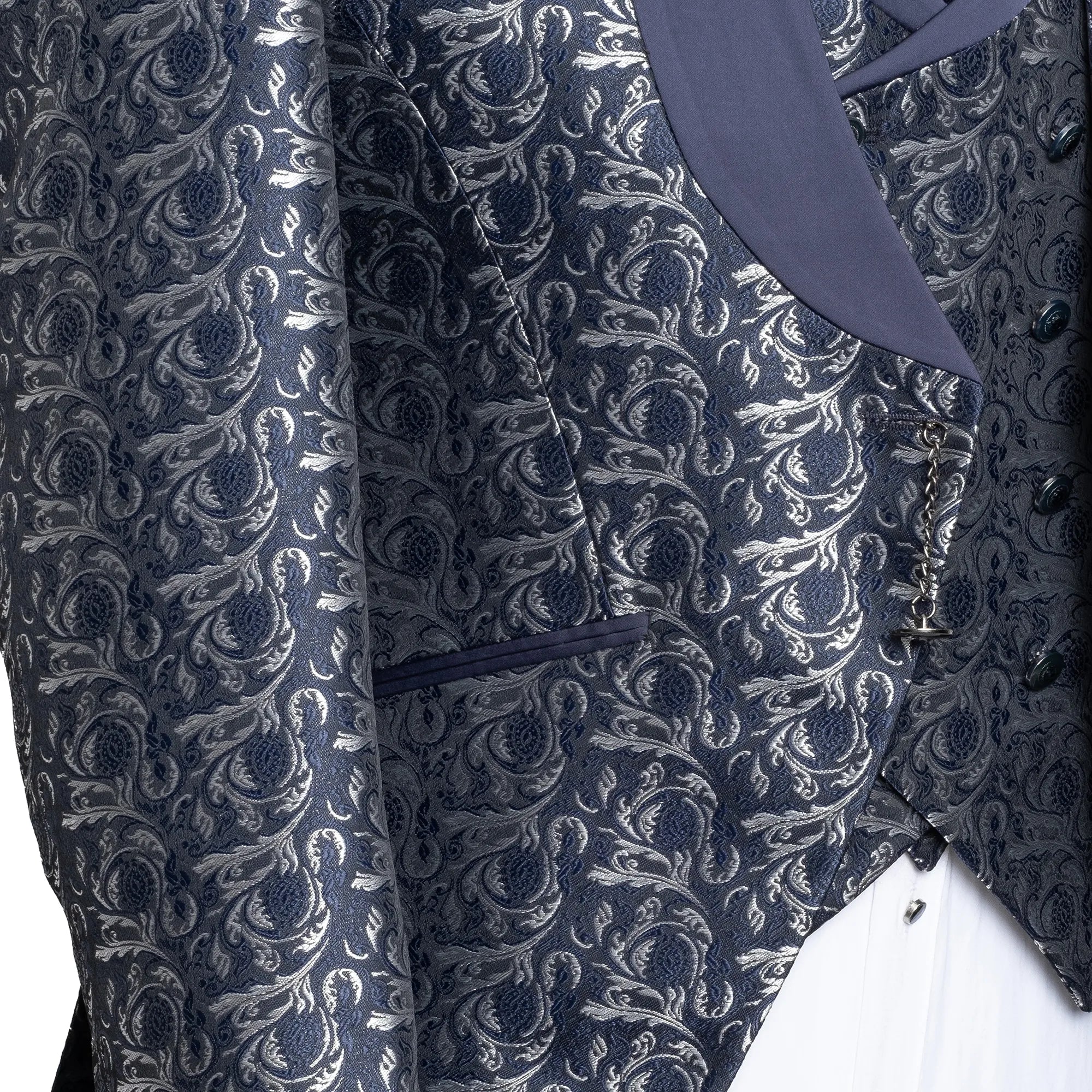 Alistair | Navy Blue Filigree 3-Piece Slim-Fit Western Tuxedo