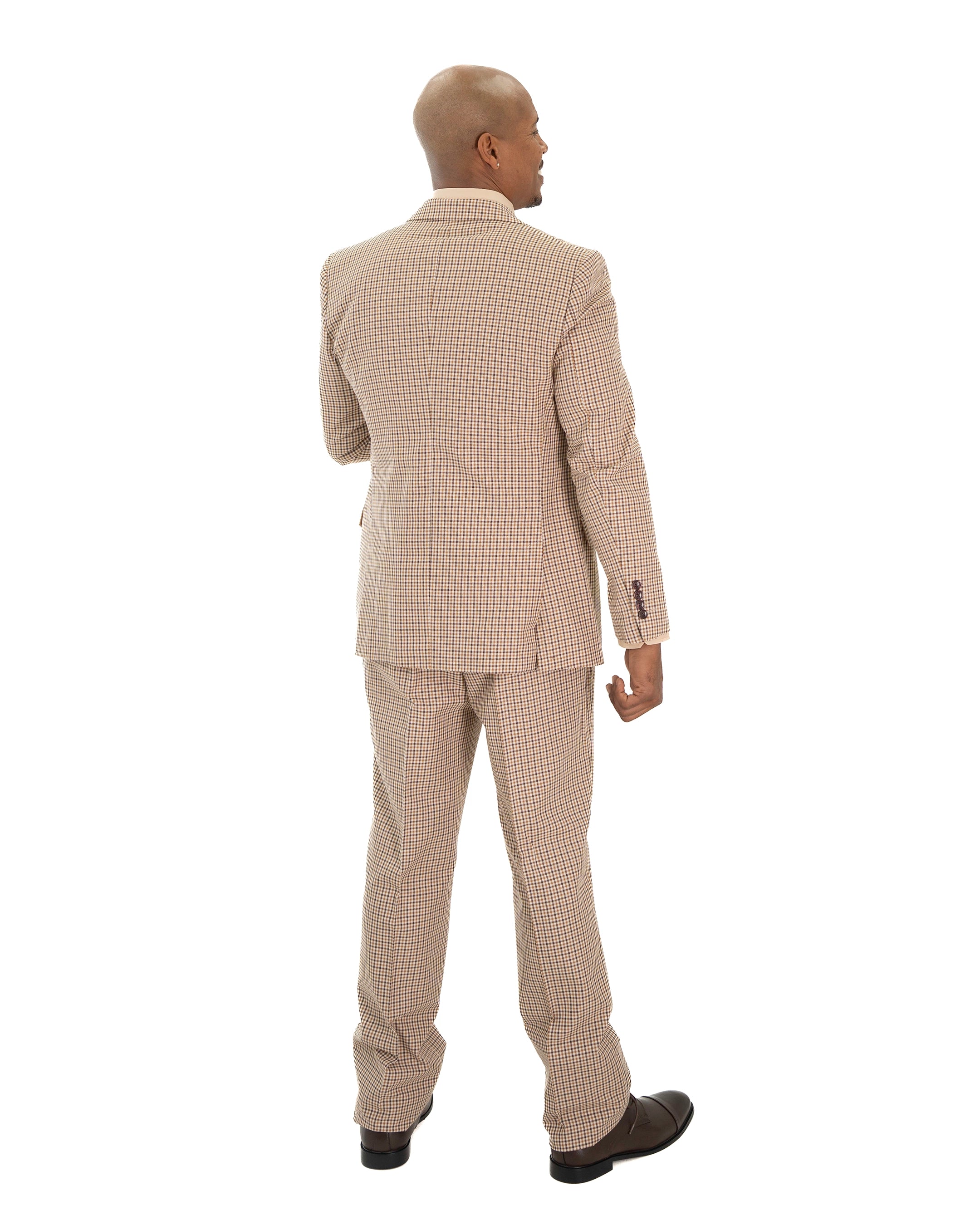 Tan Gun Club Check 3-Piece Slim-Fit Suit