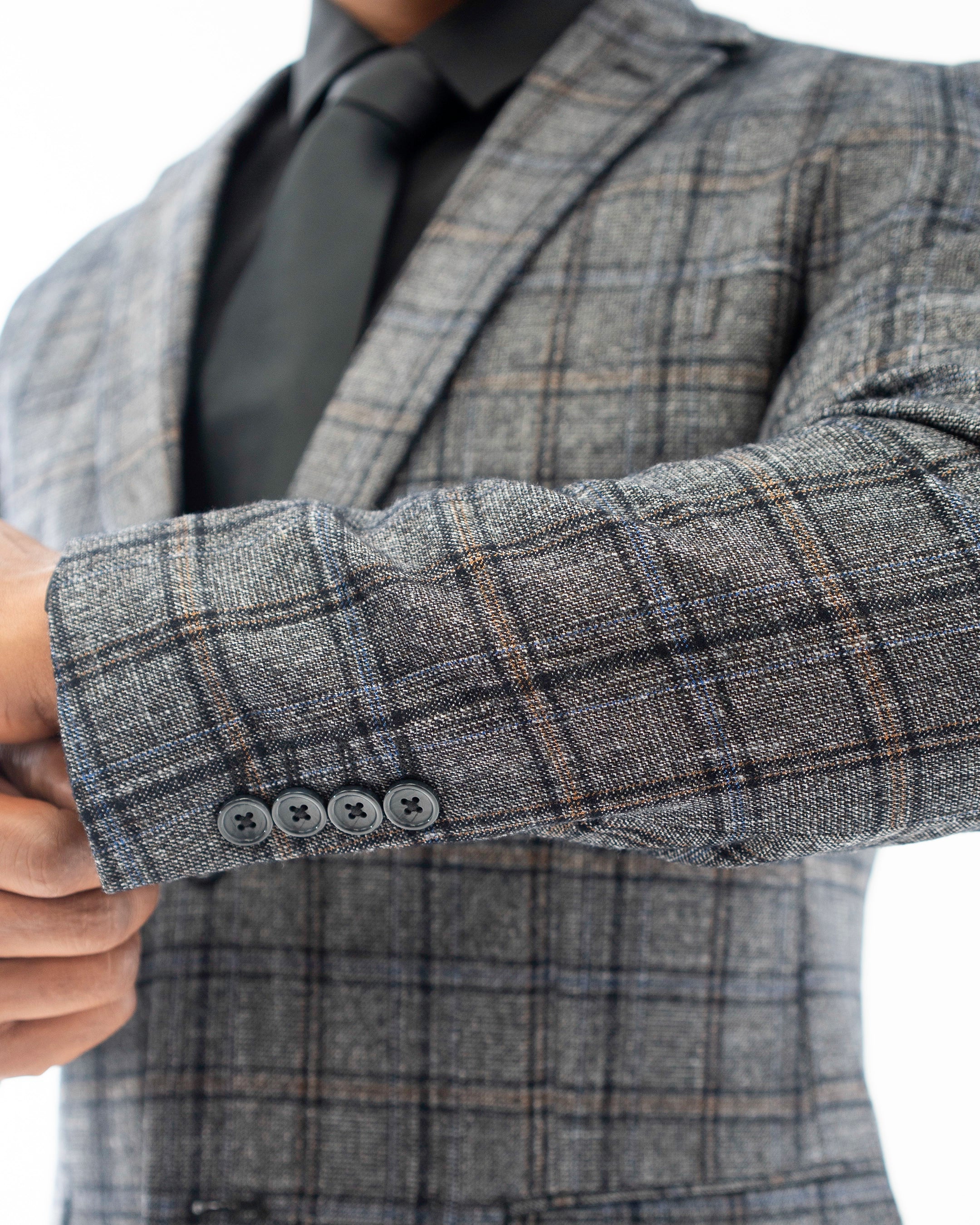 Charcoal Plaid 2-Piece Modern-Fit Suit