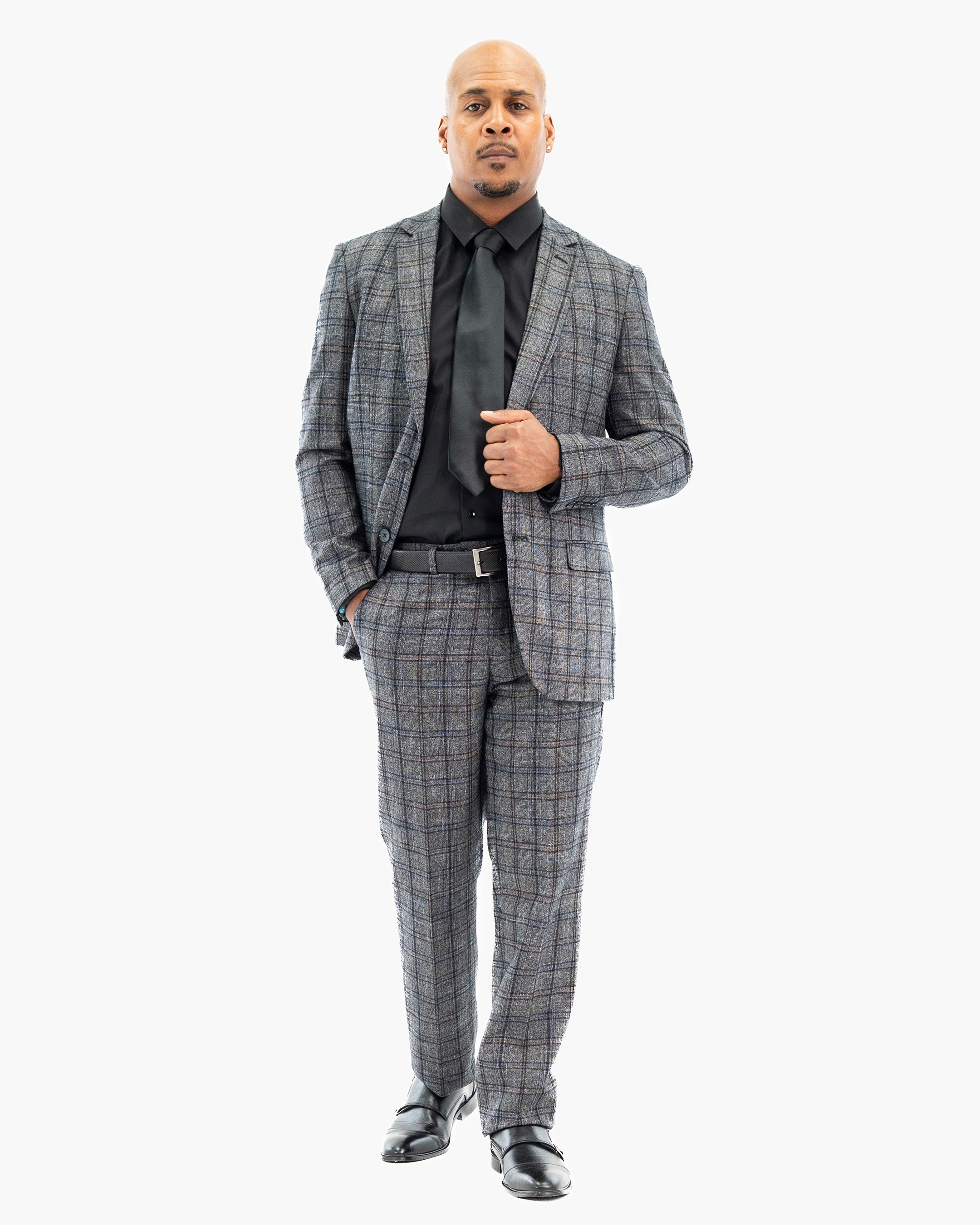 Charcoal Plaid 2-Piece Modern-Fit Suit