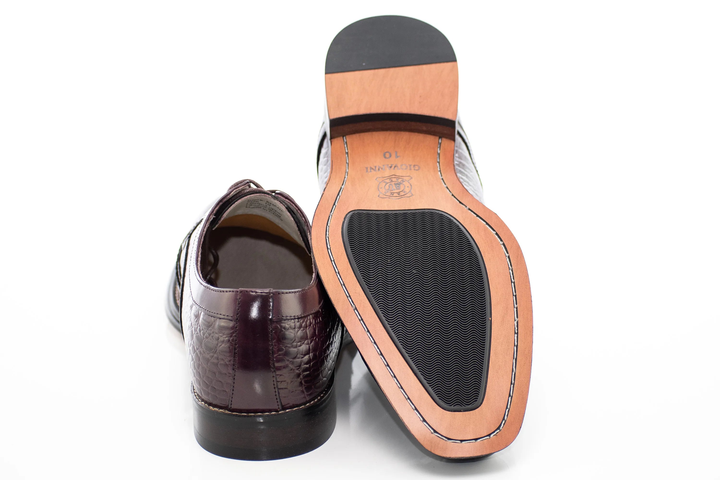 Crocodile Textured Leather Lace-Up Wingtip
