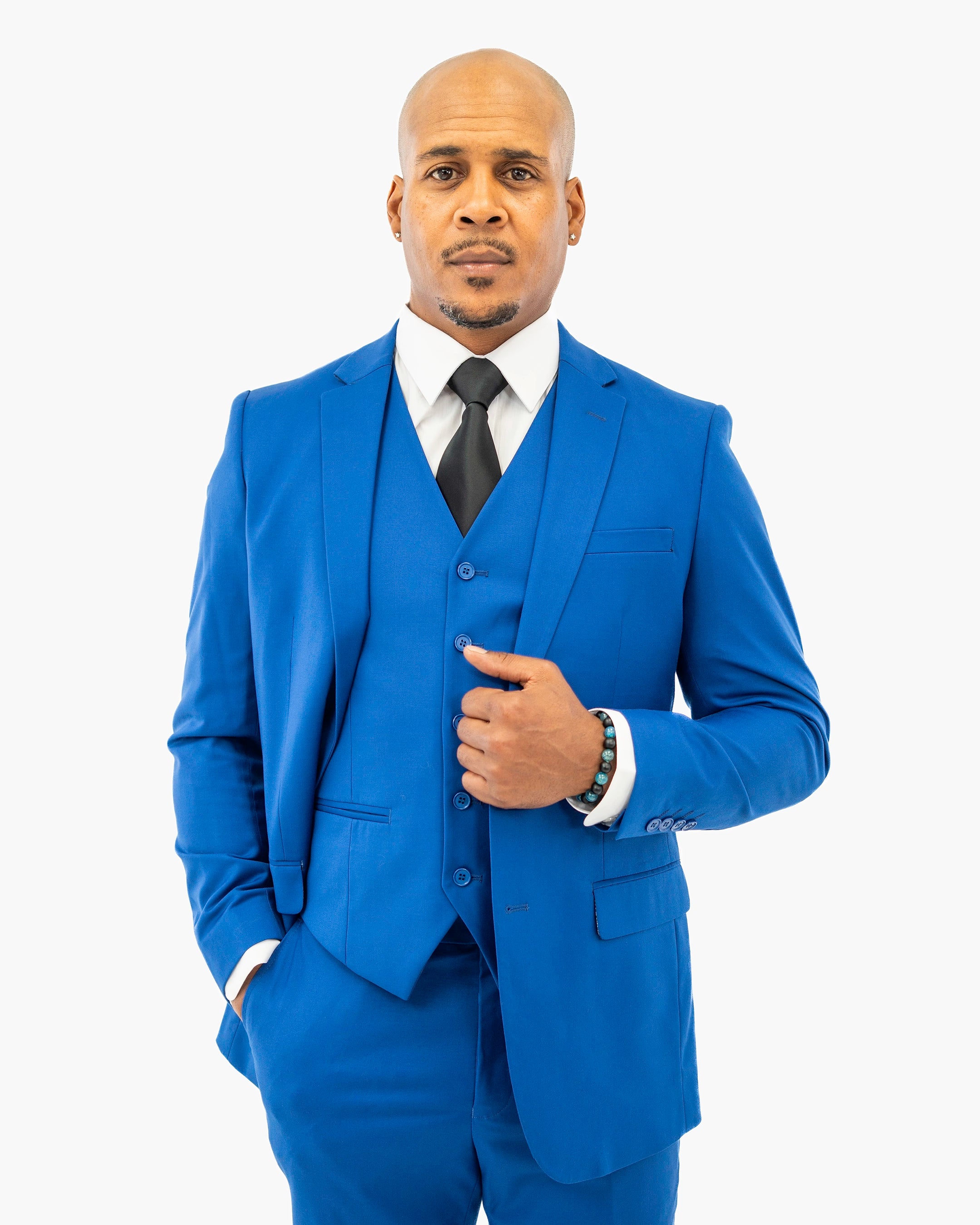 Royal Blue Stretch 3-Piece Slim-Fit Suit