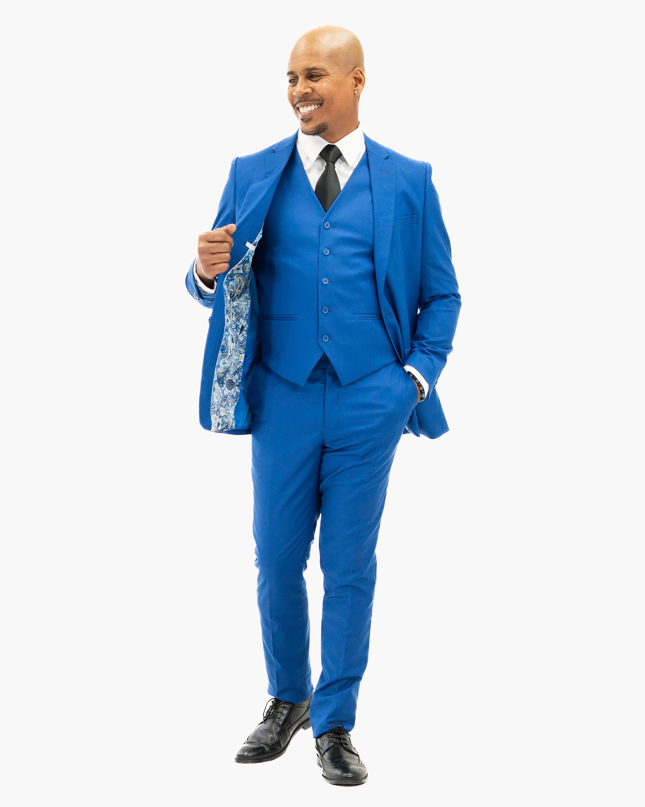 Royal Blue Stretch 3-Piece Slim-Fit Suit