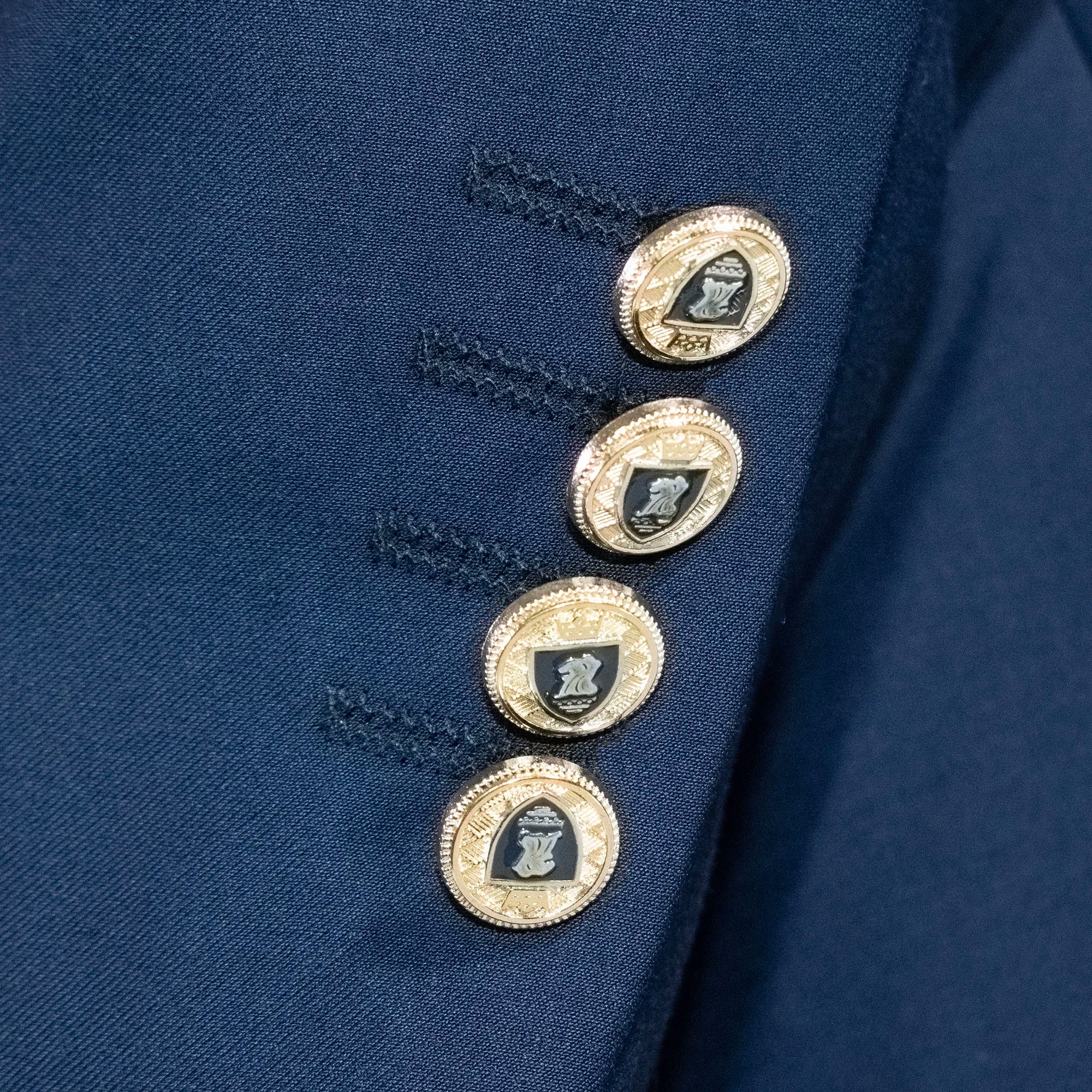 Men's Navy Blue 2-Piece Tailored-Fit Suit With Peak Lapels And Gold Buttons