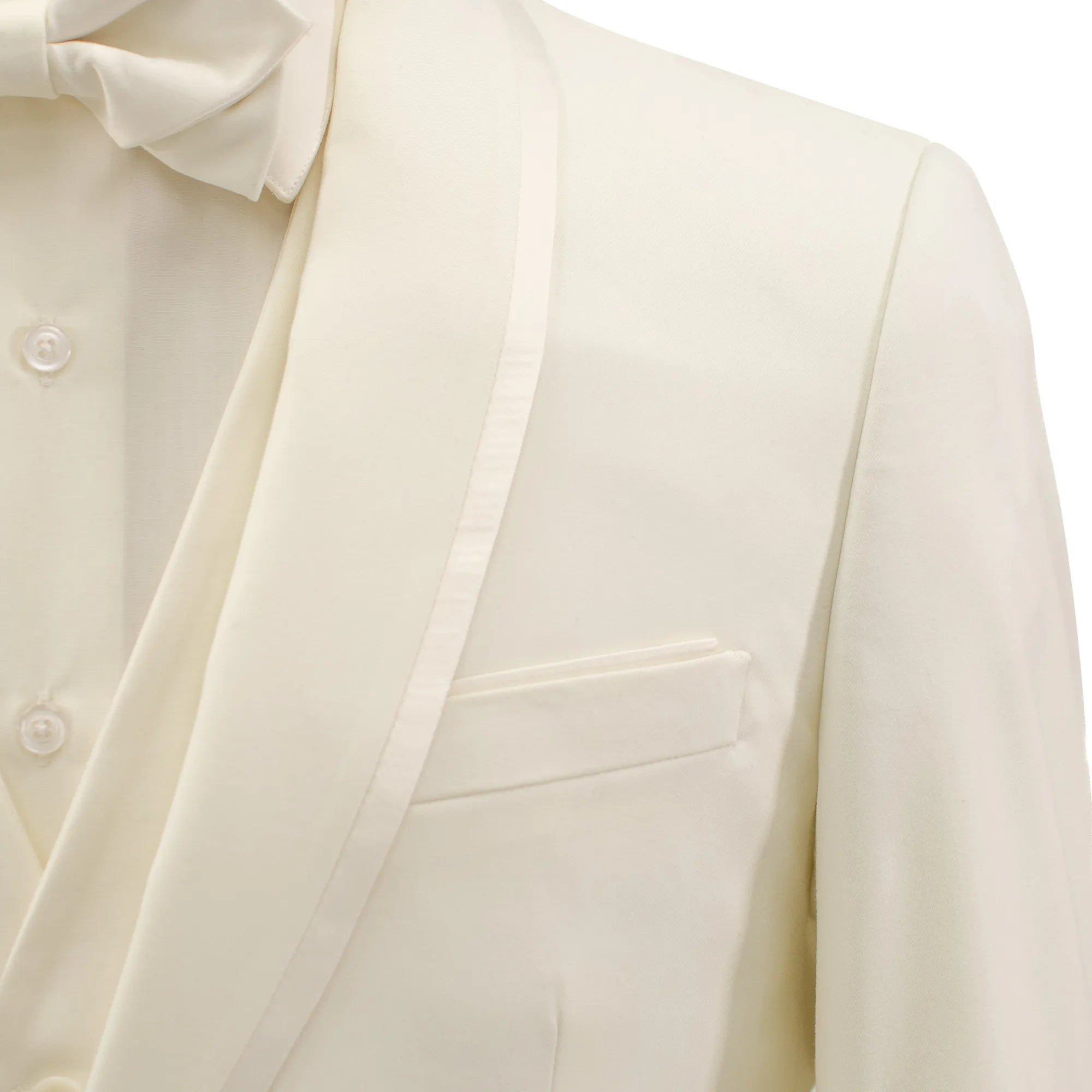 Cream Trim on Cream Stretch 3-Piece Slim-Fit Tuxedo