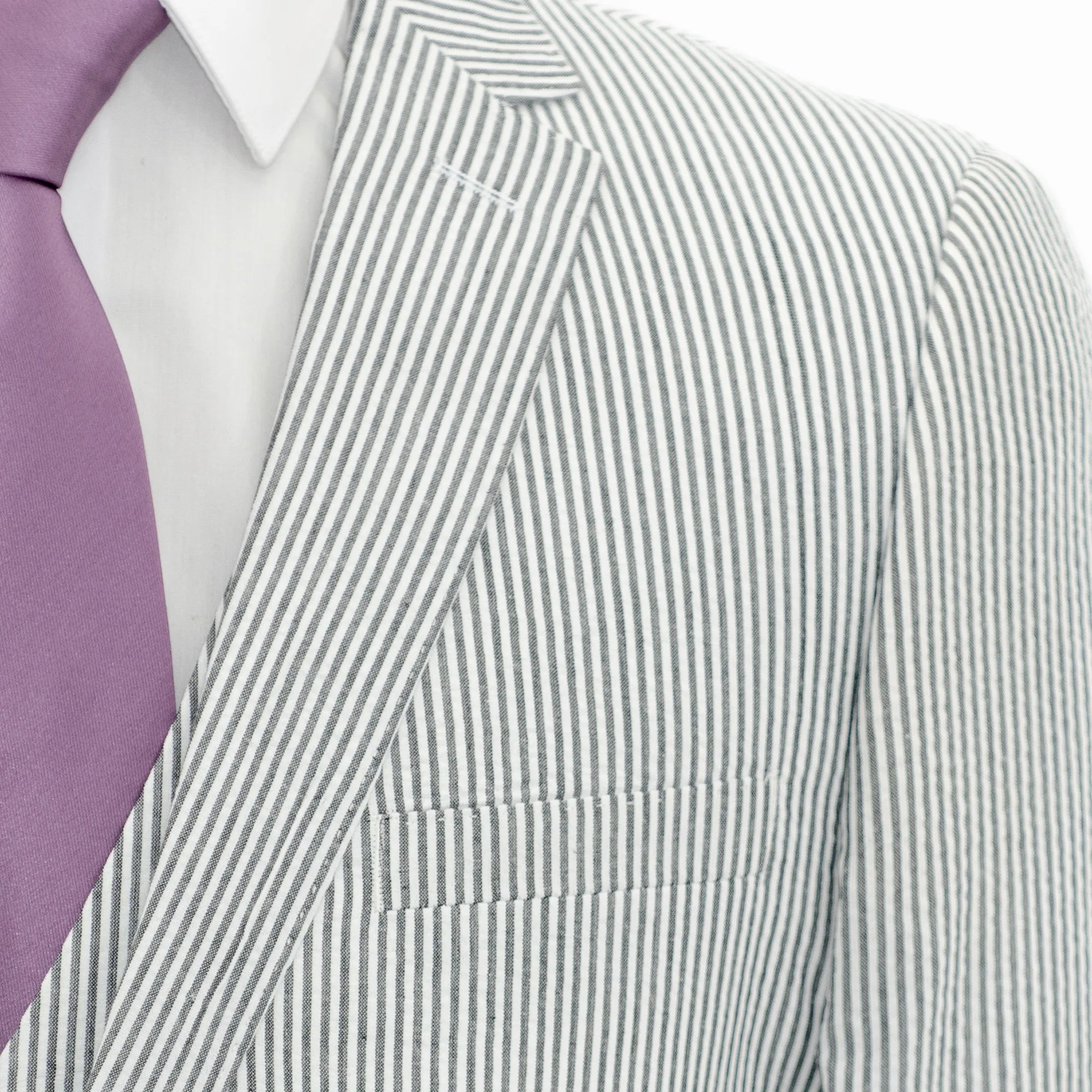 Gray Seersucker 3-Piece Slim-Fit Suit