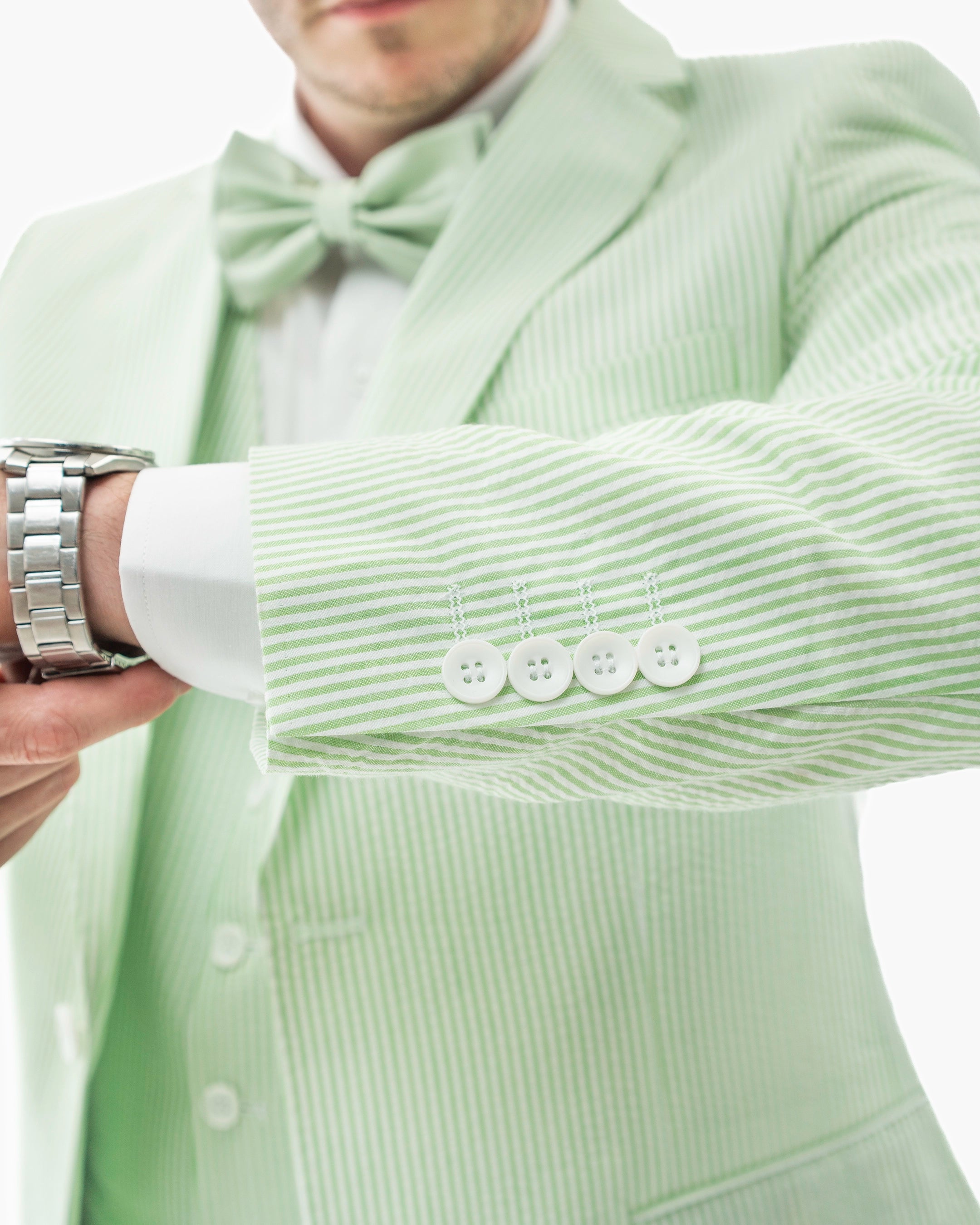 Green Seersucker 3-Piece Slim-Fit Suit