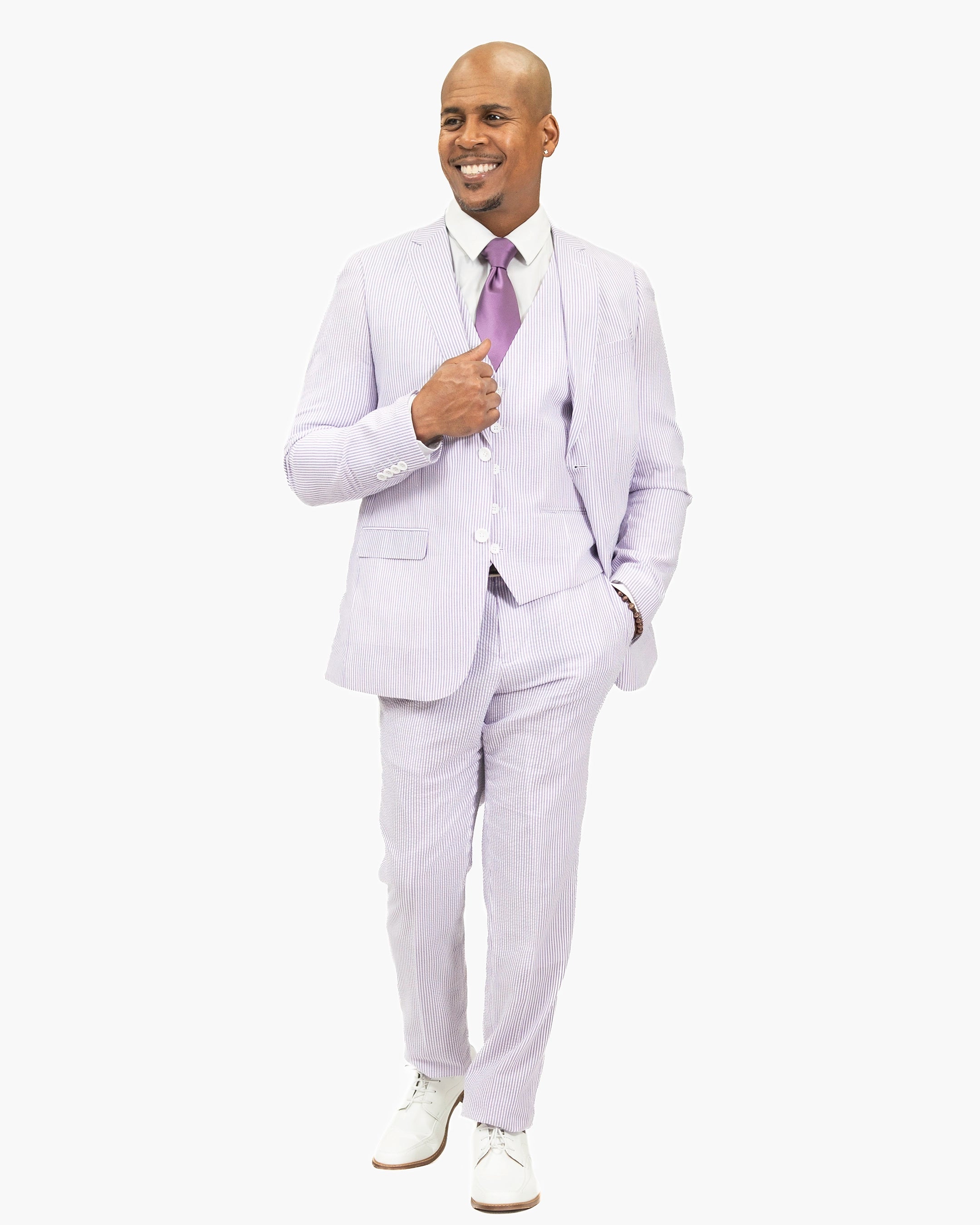 Purple Seersucker 3-Piece Slim-Fit Suit