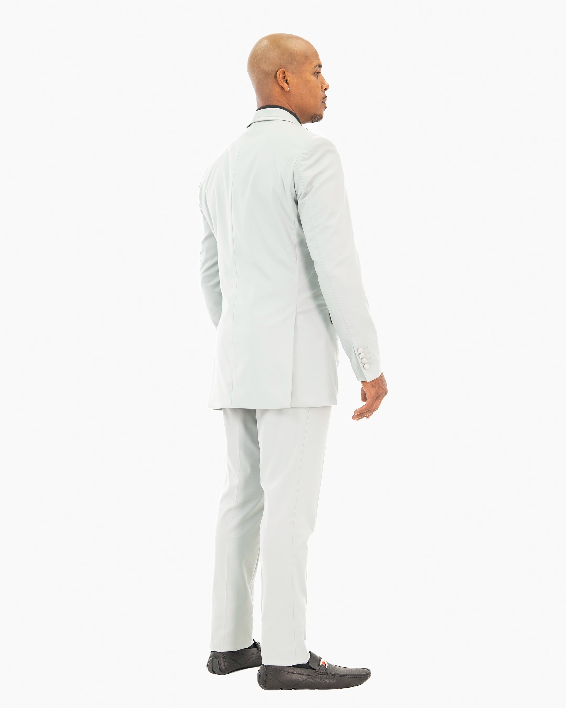 Platinum Trim on Platinum Stretch 3-Piece Slim-Fit Tuxedo