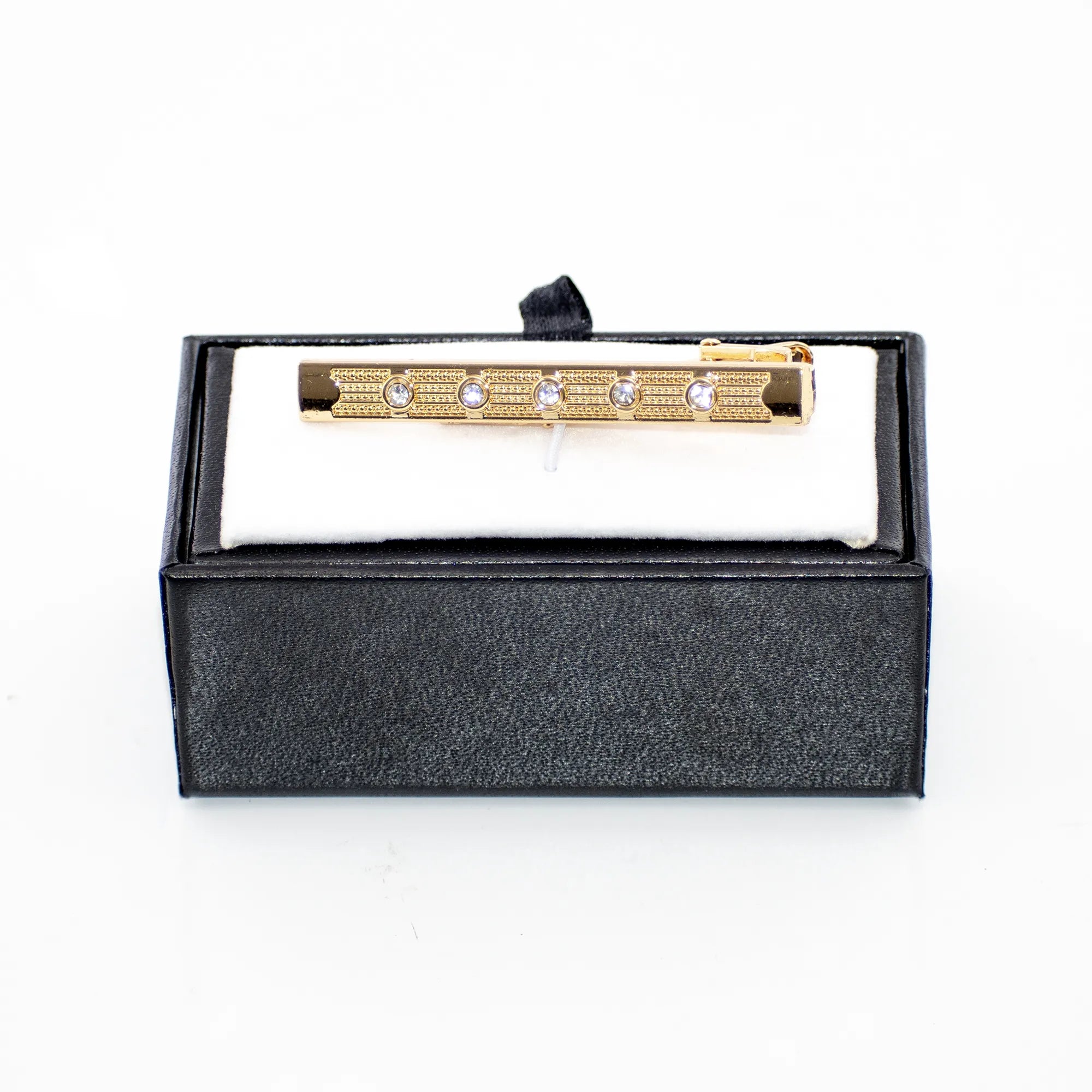 Gold Five Crystal Tie-Bar