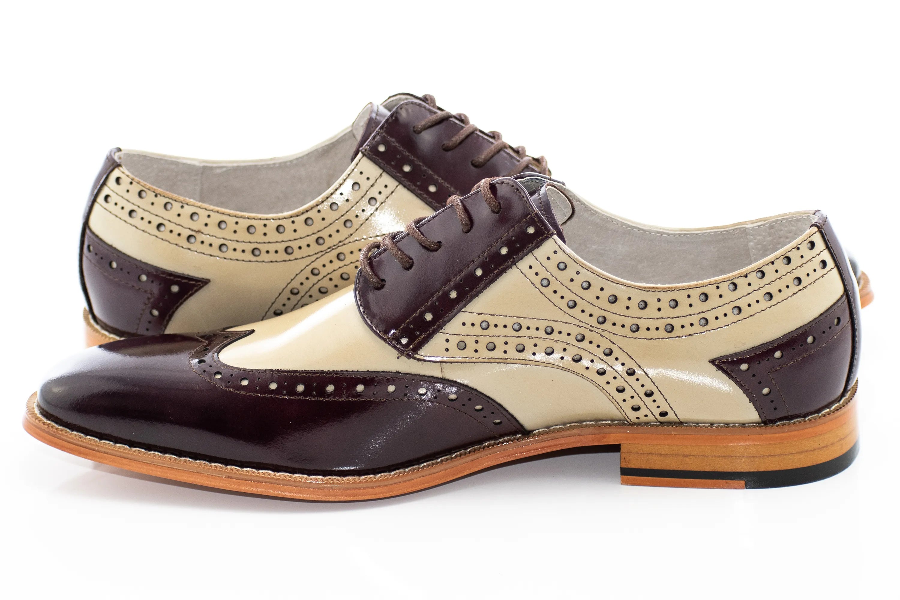 Burgundy & Natural Brogue Wingtip