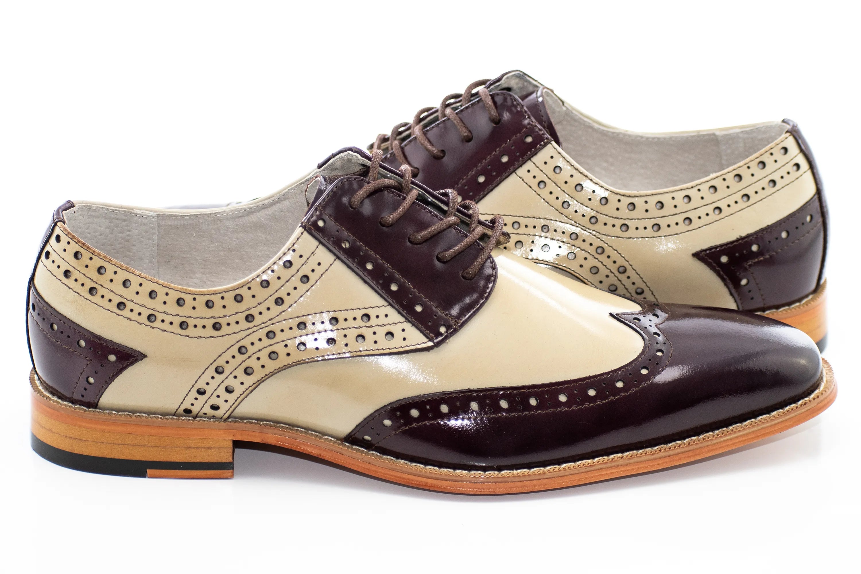 Burgundy & Natural Brogue Wingtip