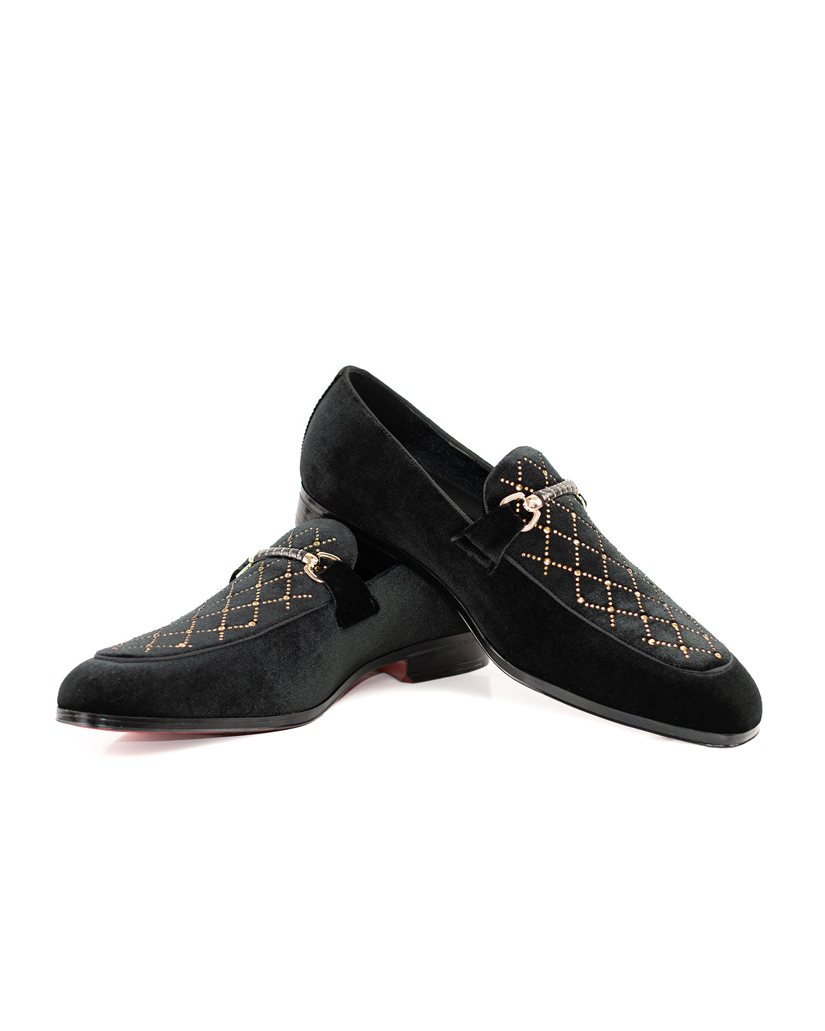 Black Suede Smoking Loafer with Rhinestone Flourish Shoe | Casual View | Dolce Vesta